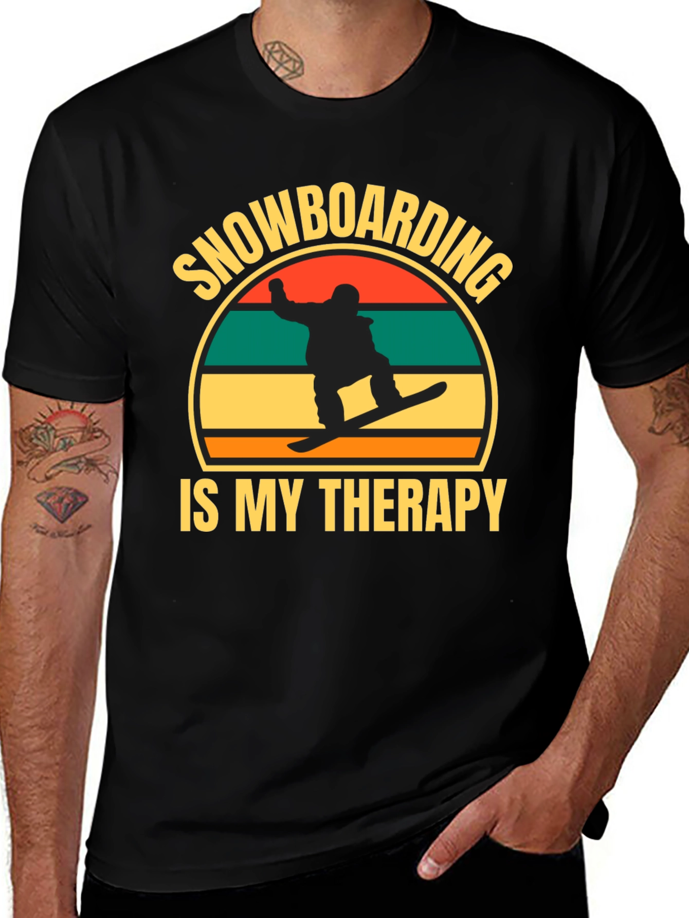 Variant 12 of Snowboarding is My Therapy Graphic Tee