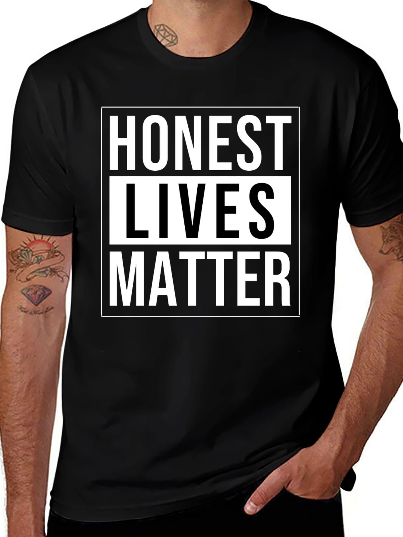 Variant 15 of Honest Lives Matter Graphic T-Shirt - Black