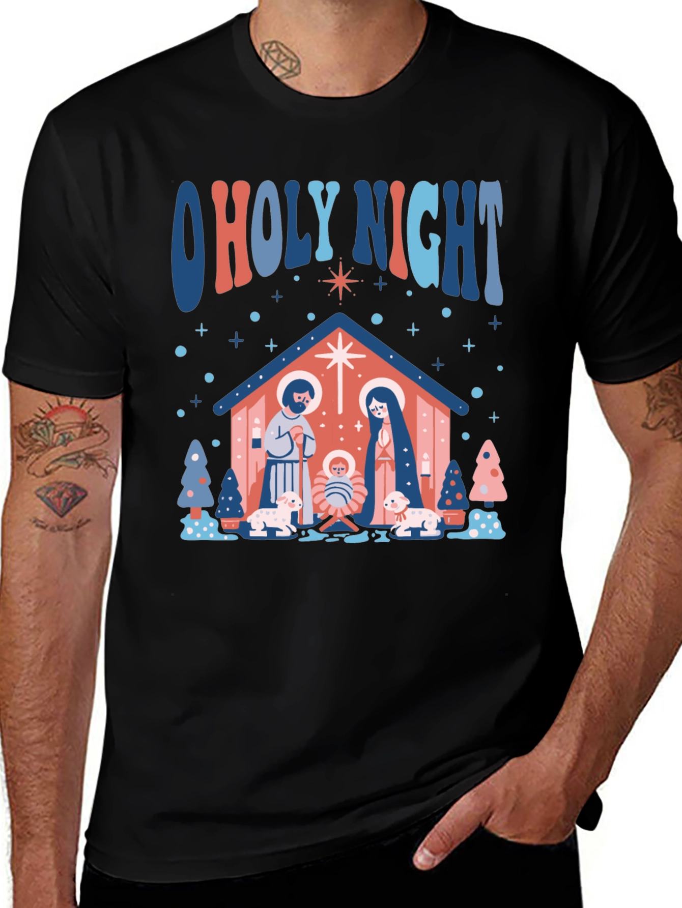 O Holy Night Nativity Scene Graphic T-Shirt