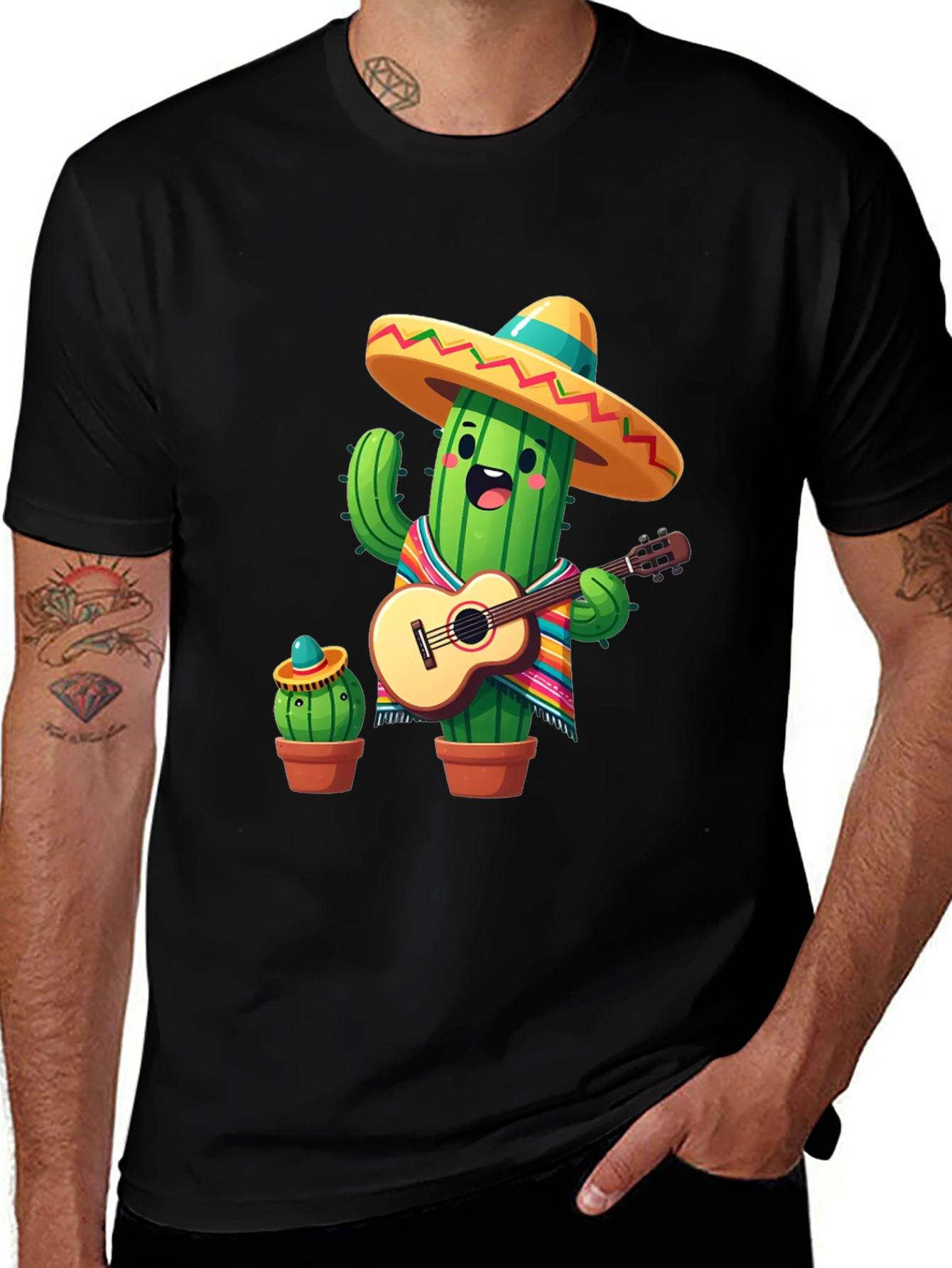 Variant 18 of Cactus Mariachi Graphic Tee - Playful Design