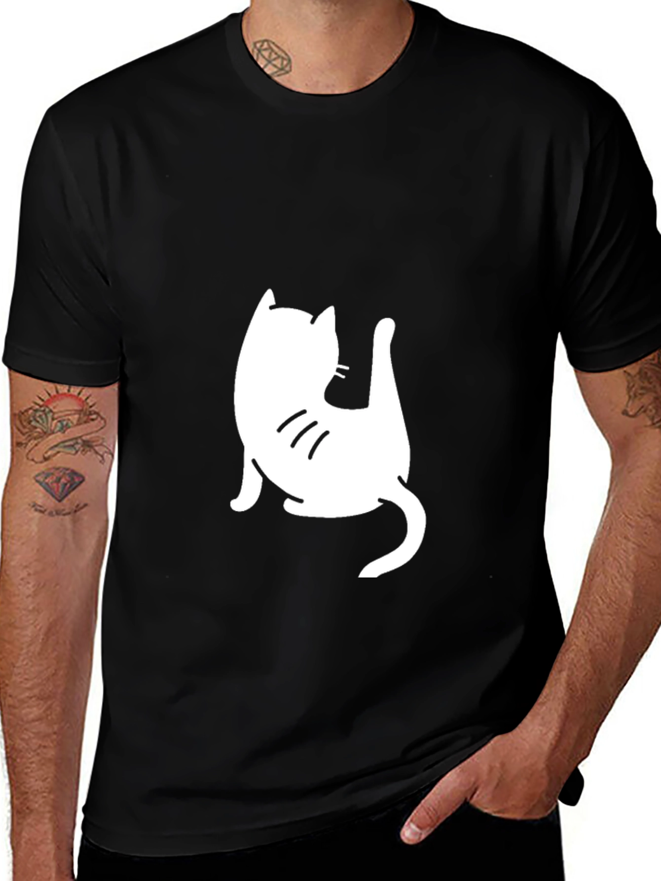 Variant 15 of Cool Cat Yoga Pose Black Tee