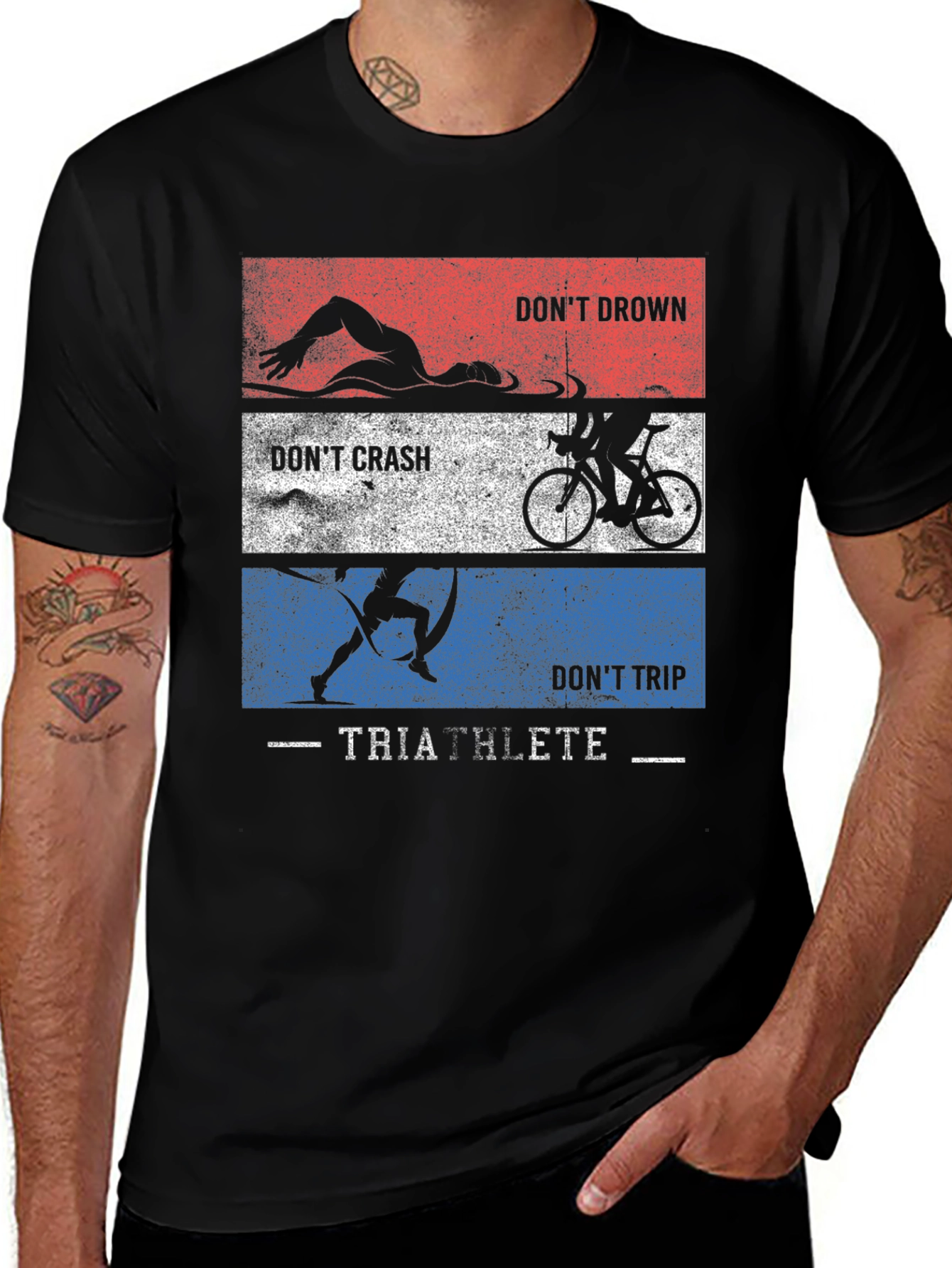 Variant 6 of Triathlete Graphic T-Shirt - Swim, Bike, Run Tee