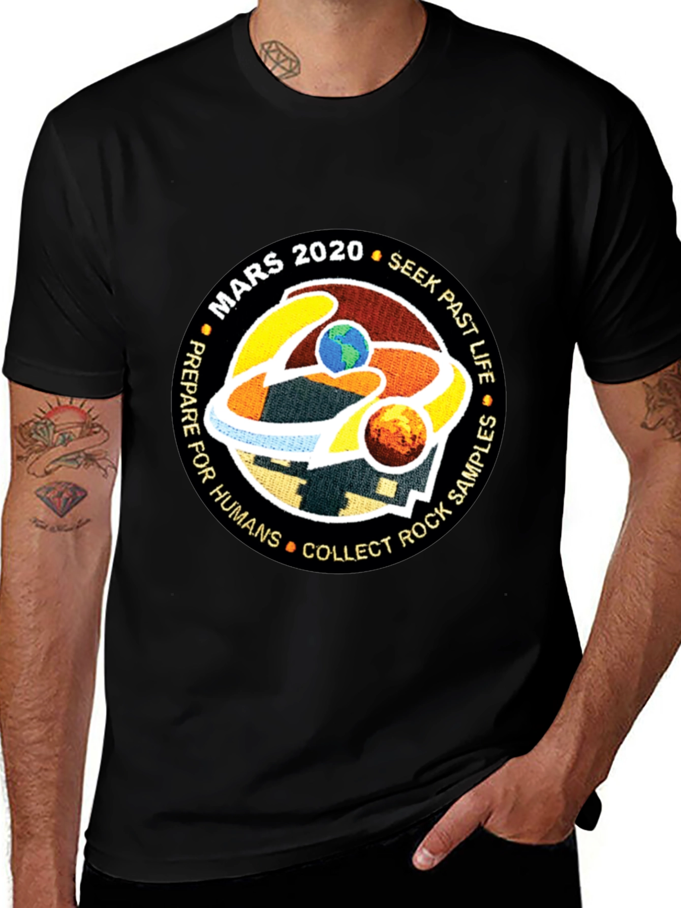 Mars 2020 Mission T-Shirt - Seek Past Life, Collect Rock Samples
