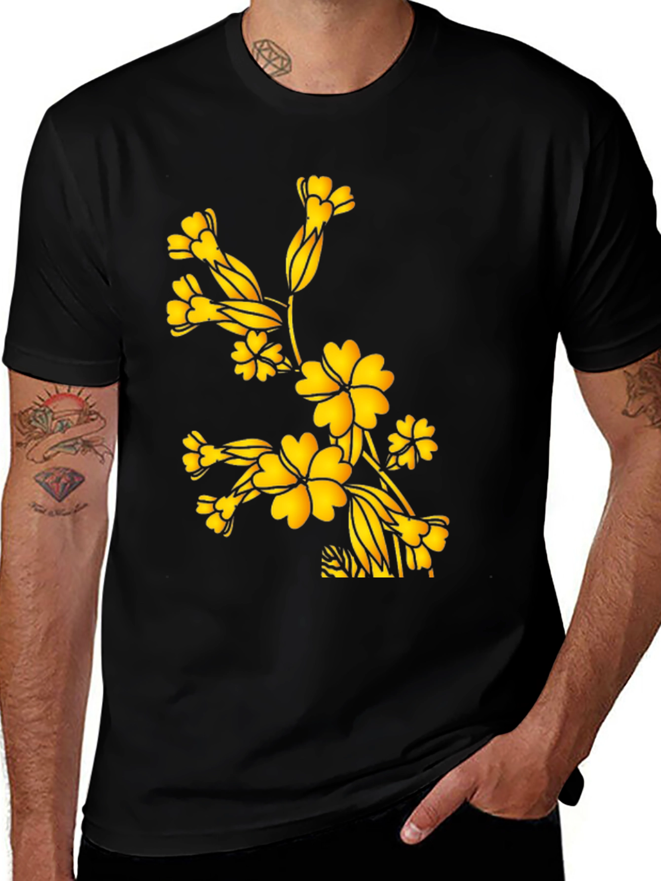 Variant 18 of Floral Blossom Black T-Shirt