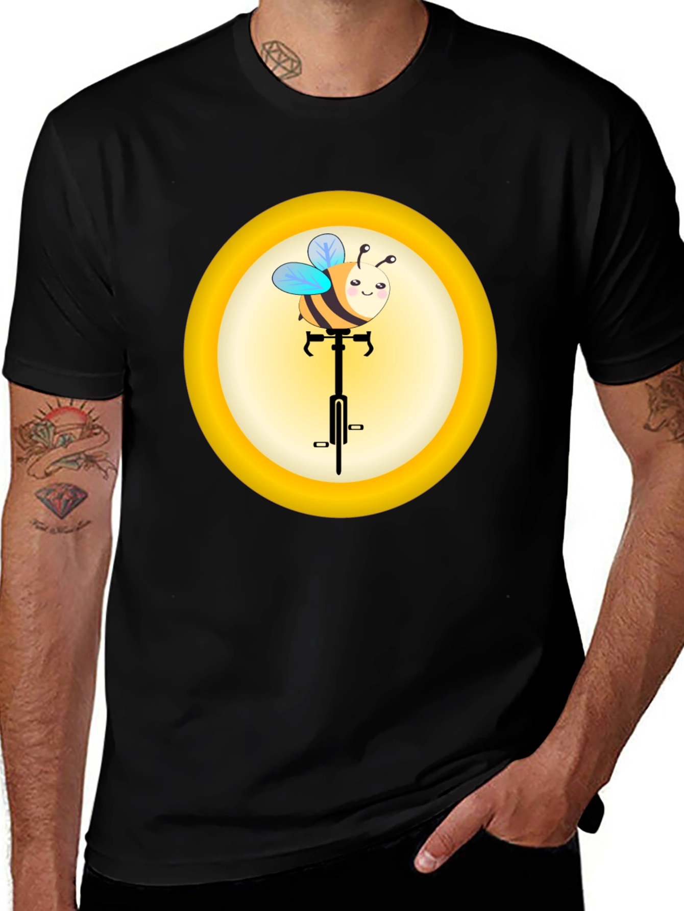 Variant 27 of Cute Bee on Unicycle Graphic T-Shirt