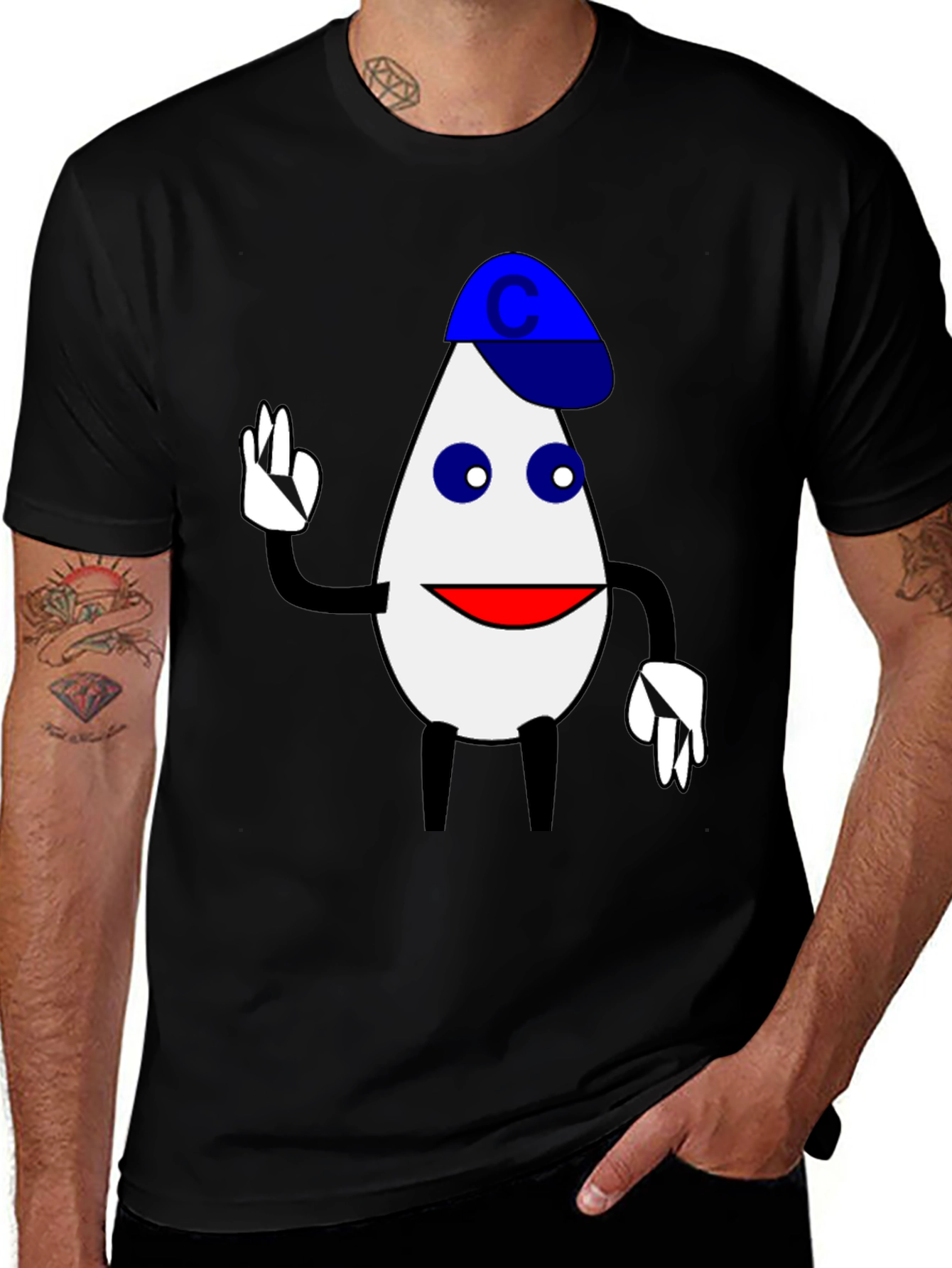 Variant 6 of Funny Cartoon Character T-Shirt - Black