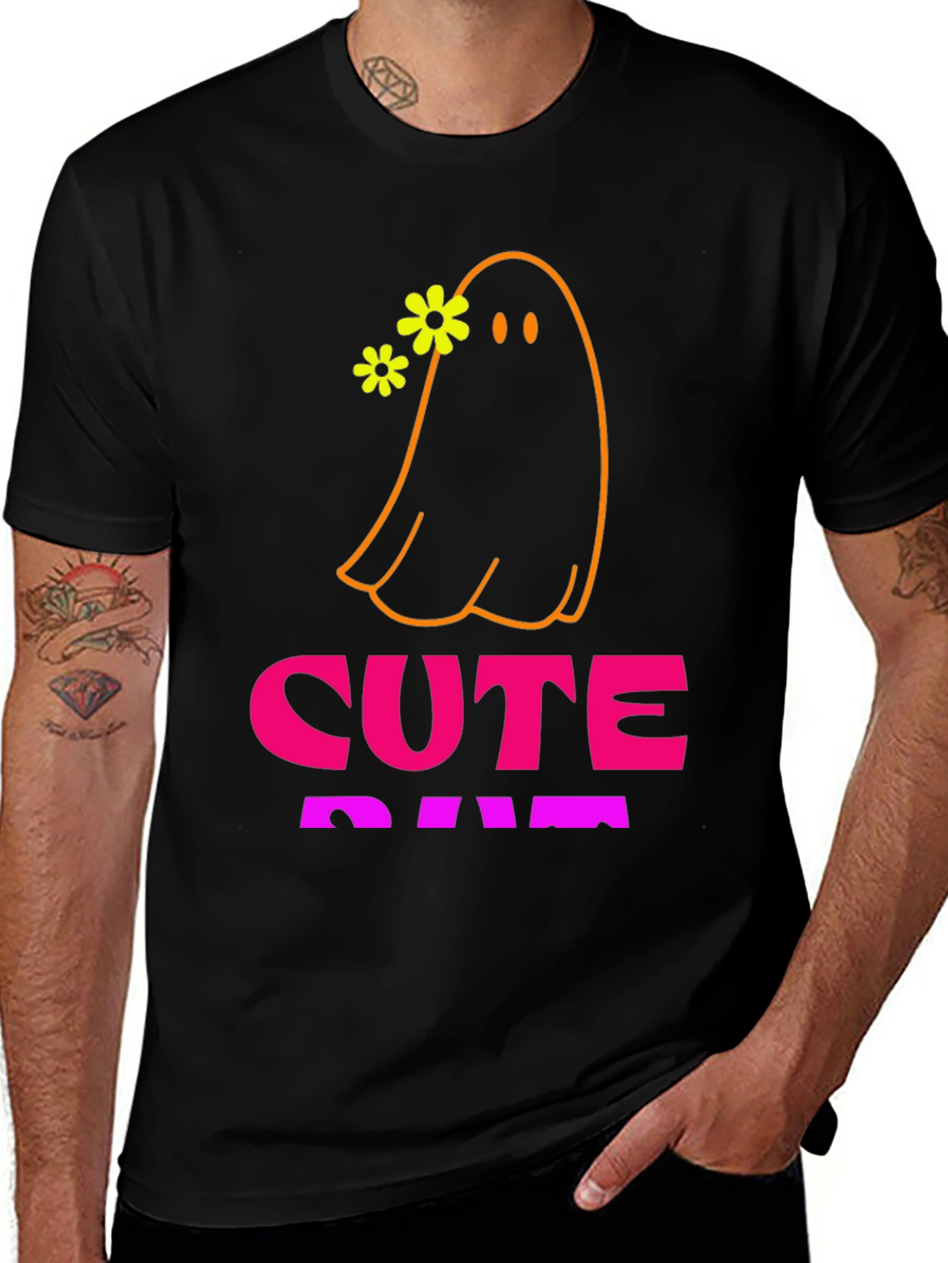 Variant 2 of Cute Ghost Graphic Black T-Shirt