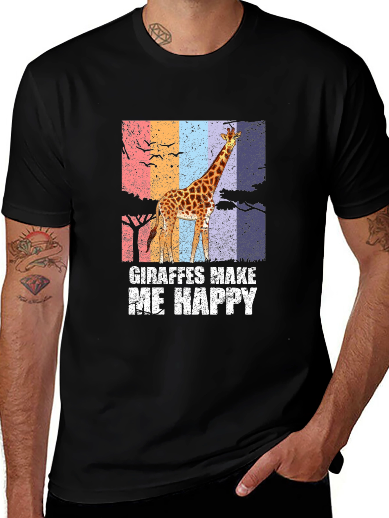 Variant 26 of Giraffe Lover T-Shirt - Giraffes Make Me Happy Tee