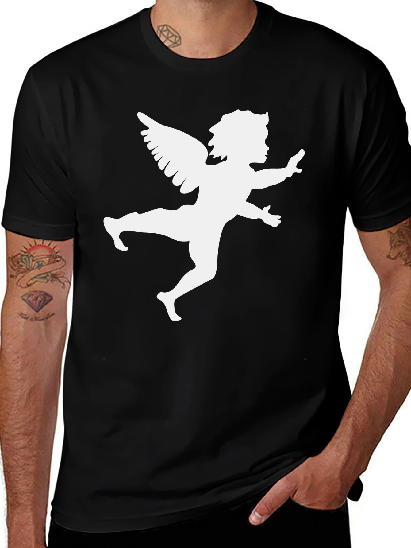 Variant 27 of Angel Graphic Tee - Black T-Shirt
