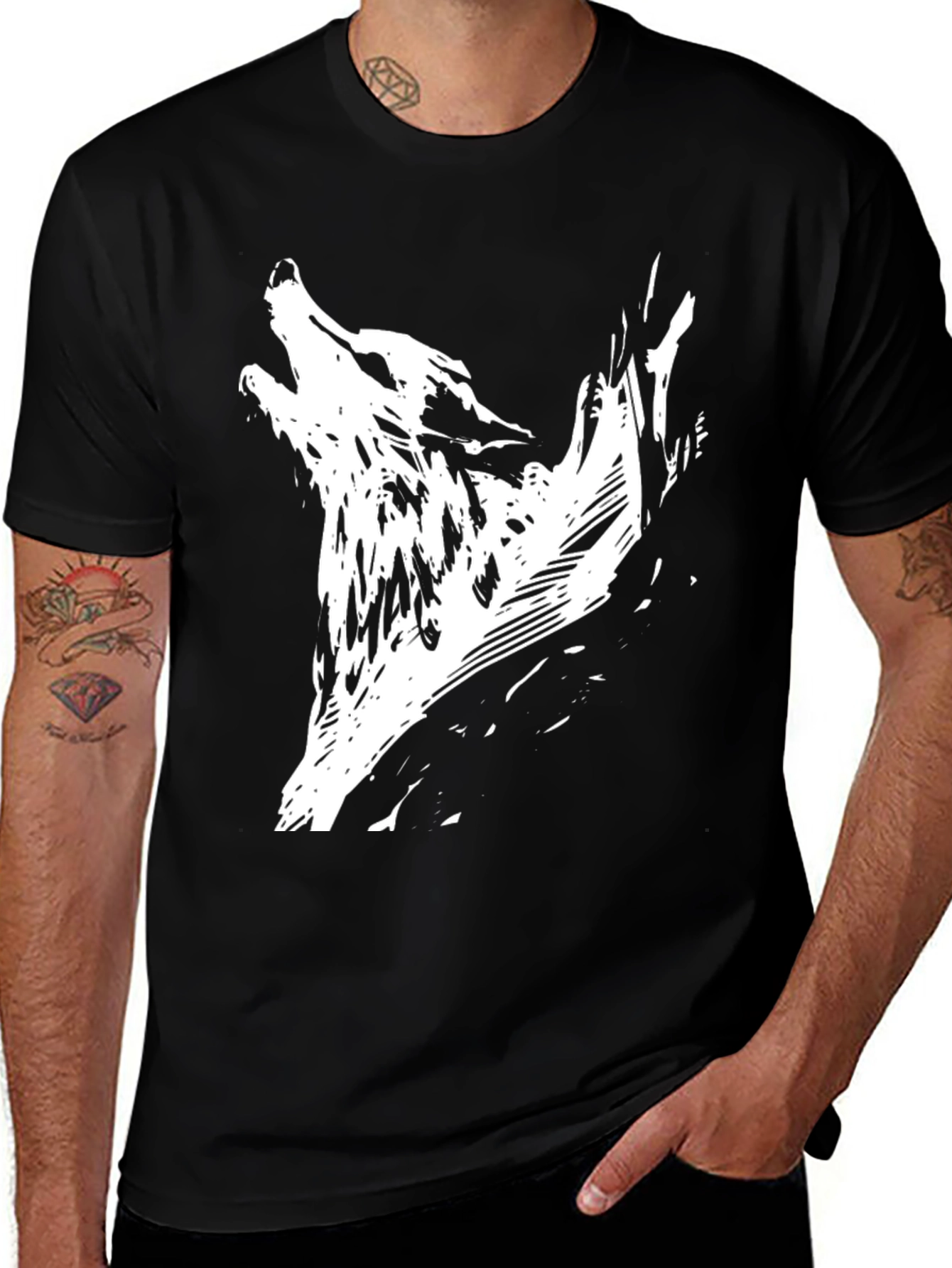 Variant 16 of Black Wolf Graphic Print T-Shirt - Men's Fashion