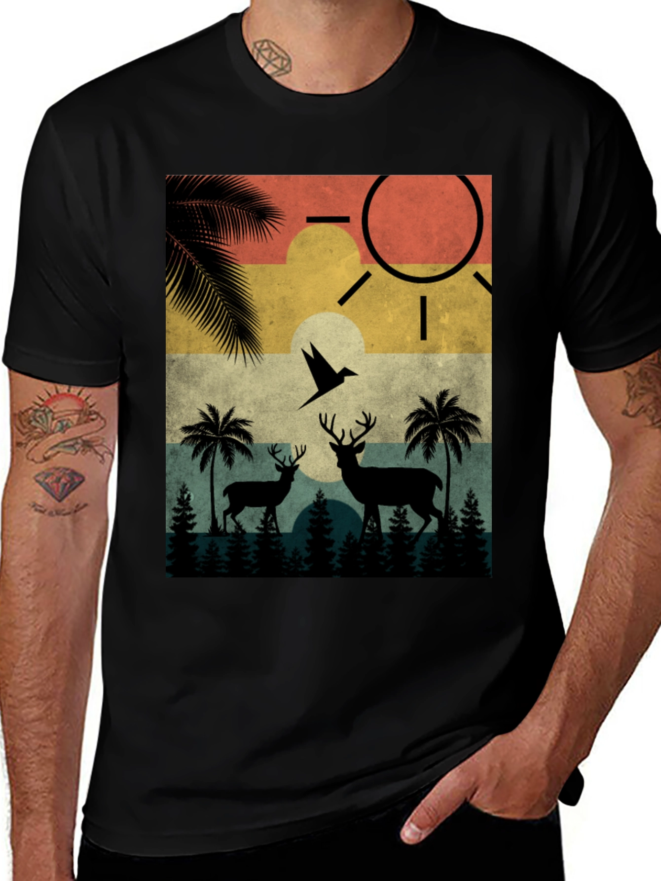 Variant 18 of Retro Deer Silhouette Graphic Tee