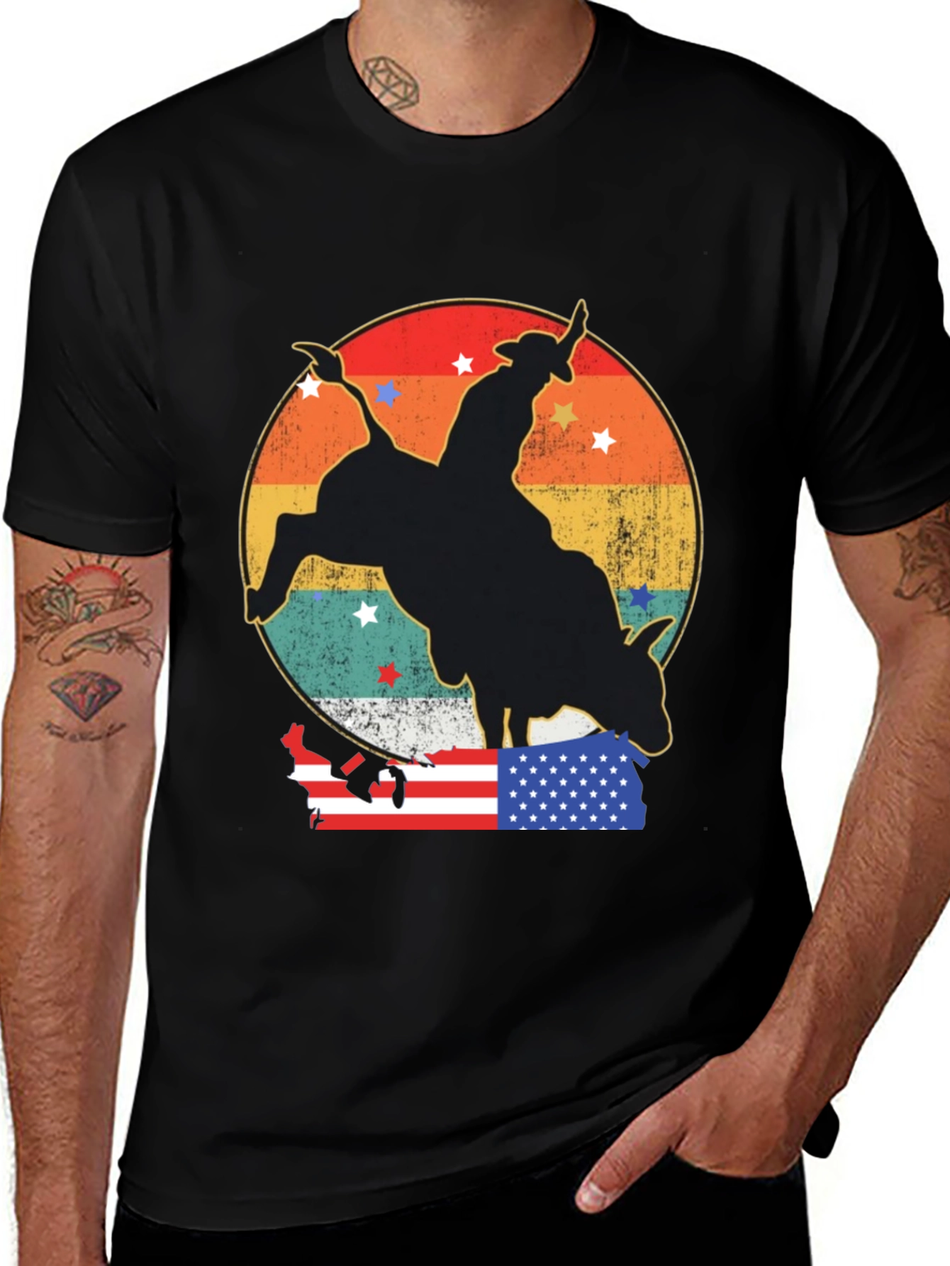 Variant 19 of Retro Rodeo Bull Rider Graphic Tee