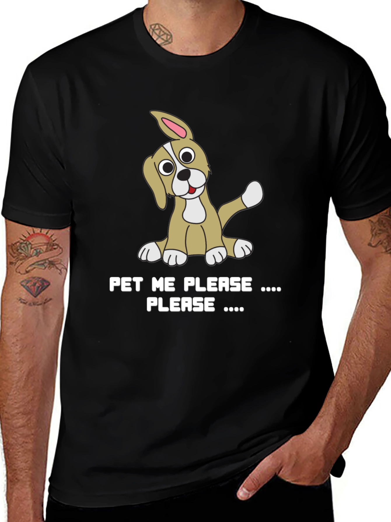 Variant 15 of Pet Me Please Graphic Tee - Cute Puppy Design