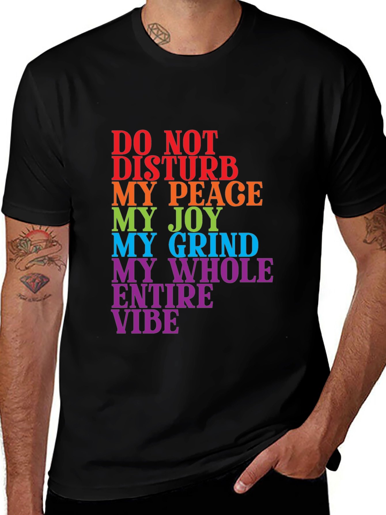 Variant 18 of Do Not Disturb Men's Graphic Tee - Rainbow Text