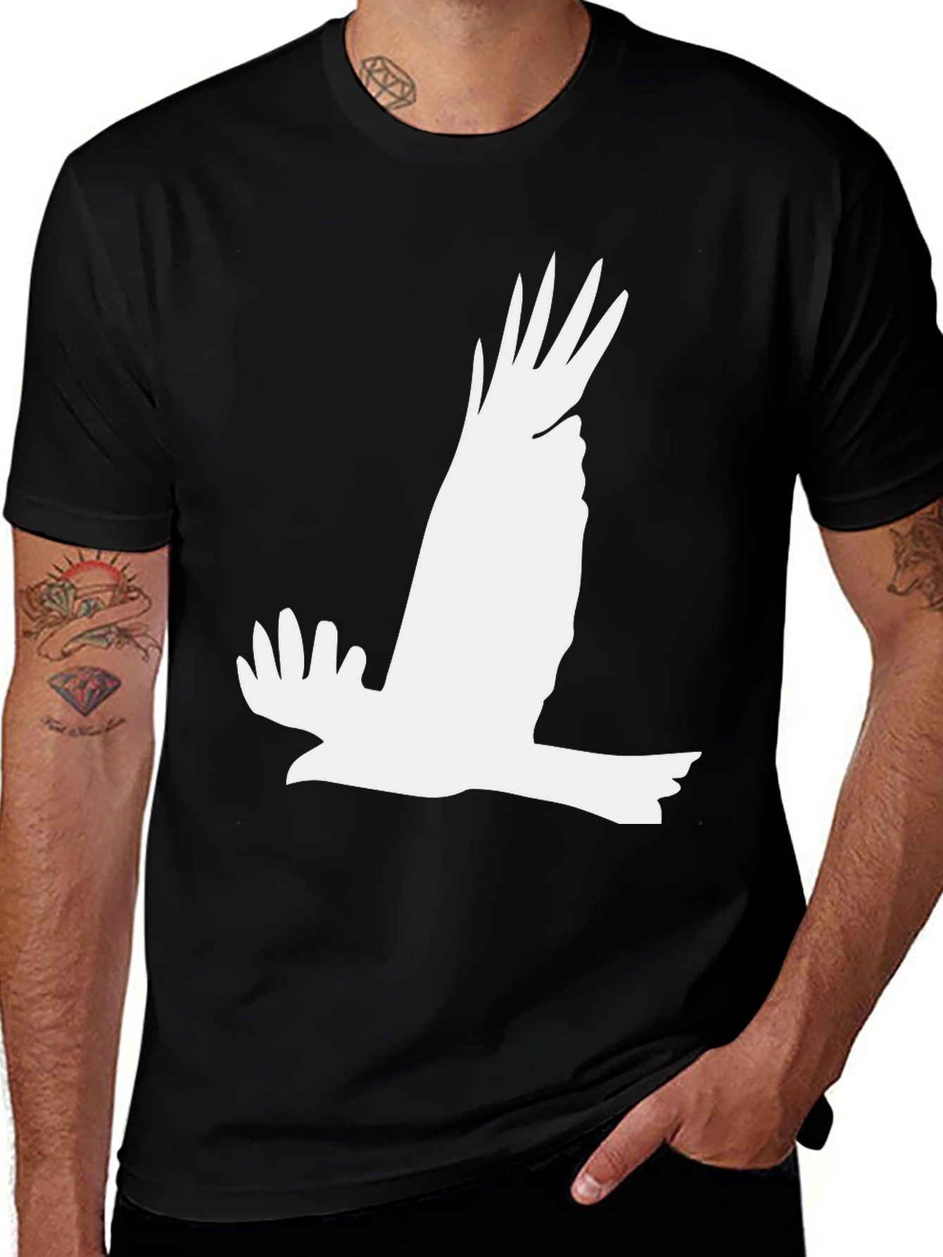 Variant 24 of Eagle Graphic Tee - Black Cotton Bird Print Shirt