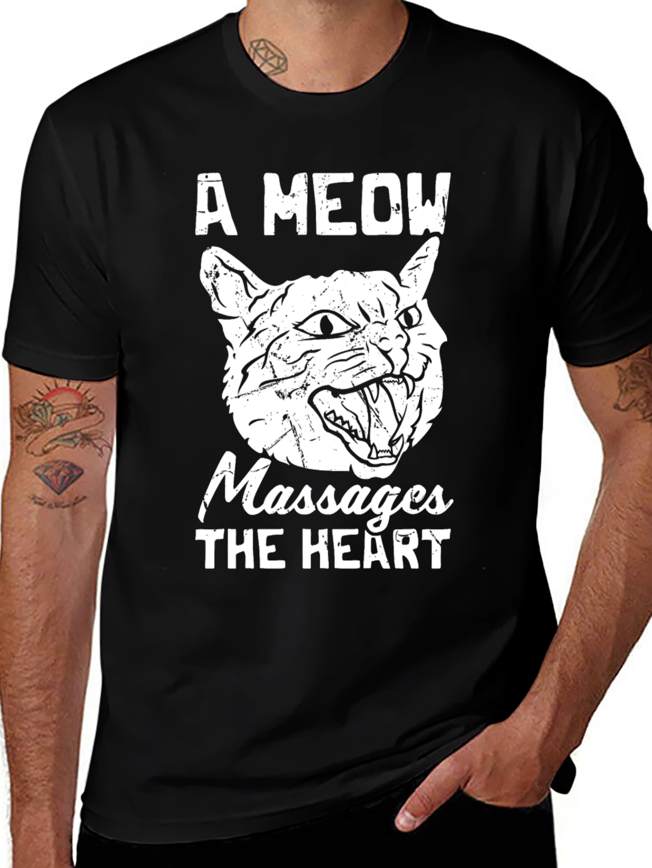 Variant 18 of A Meow Massages The Heart Graphic T-Shirt