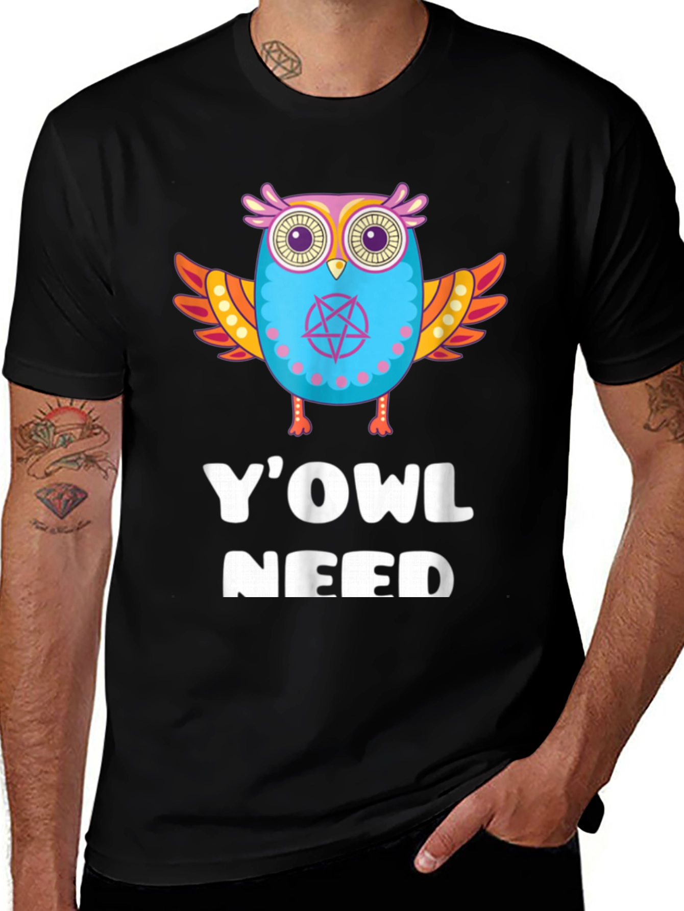 Variant 3 of Y'OWL Need Funny Owl Graphic Black T-Shirt