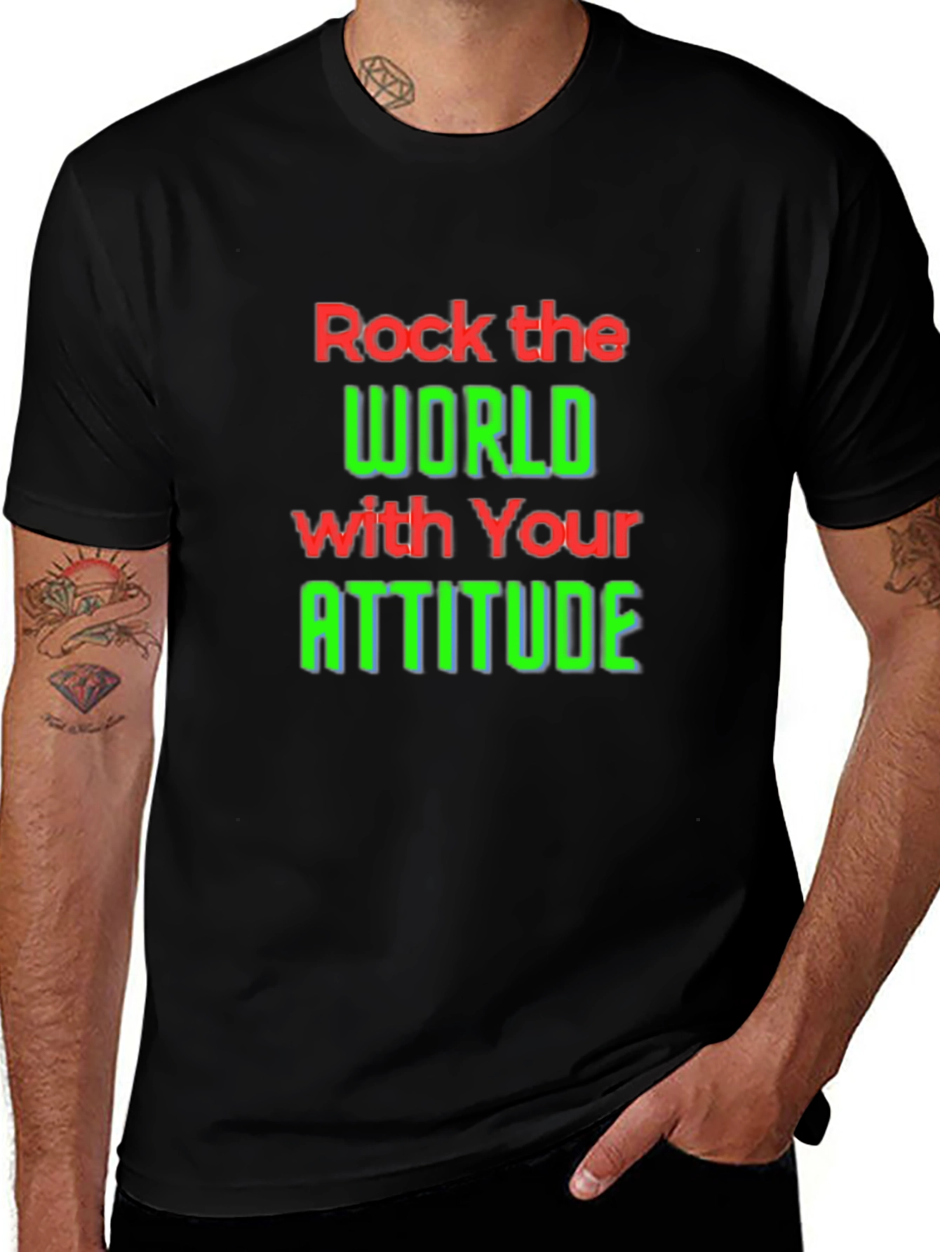 Variant 27 of Rock the World Attitude T-Shirt - Bold Graphic Tee