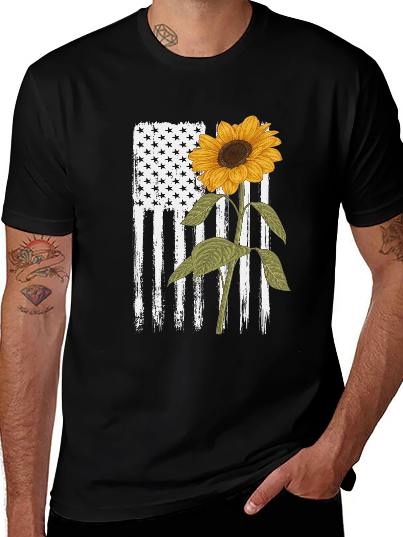 Variant 16 of Sunflower American Flag Graphic T-Shirt