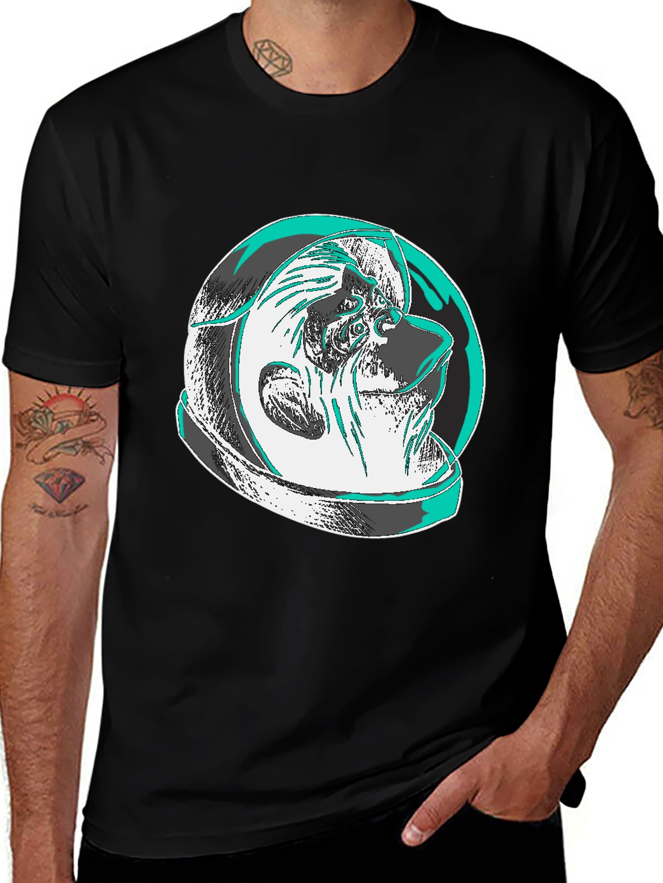 Variant 27 of Modern Graphic Tee: Shar Pei Astronaut Design