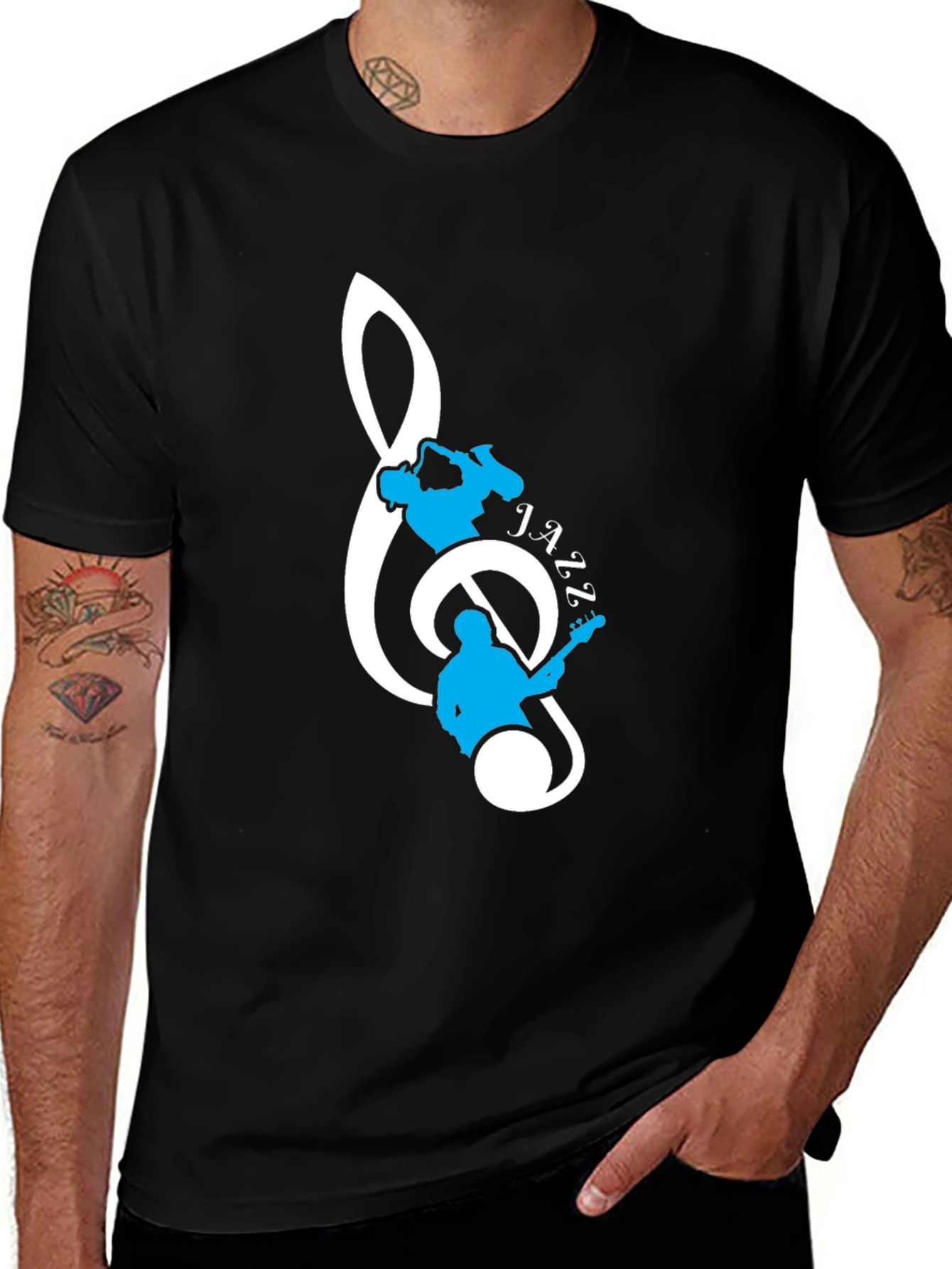 Variant 12 of Jazz Music Graphic T-Shirt - Black