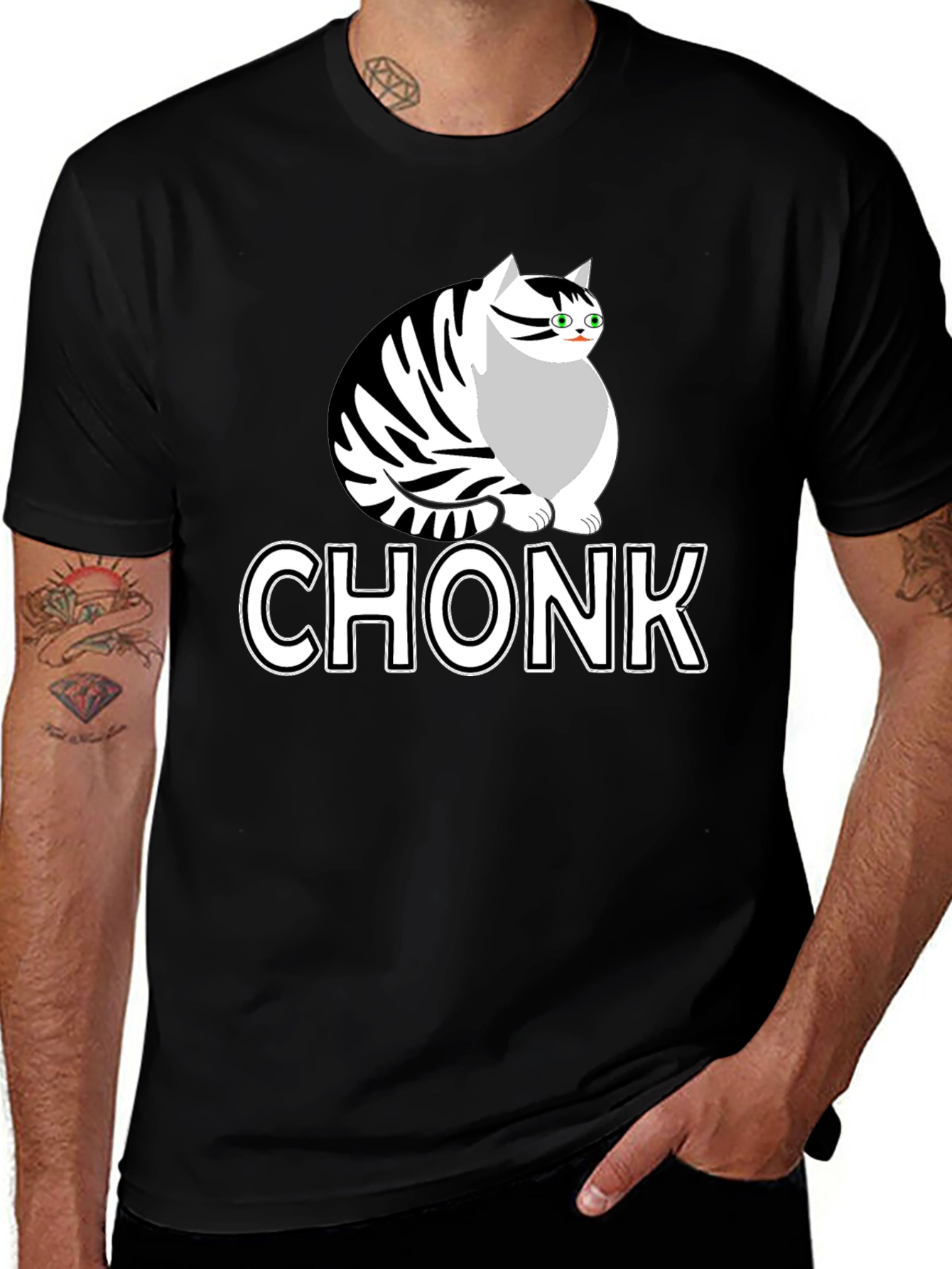 Black Chonk Cat Graphic T-Shirt - Funny Cat Lover Tee main image