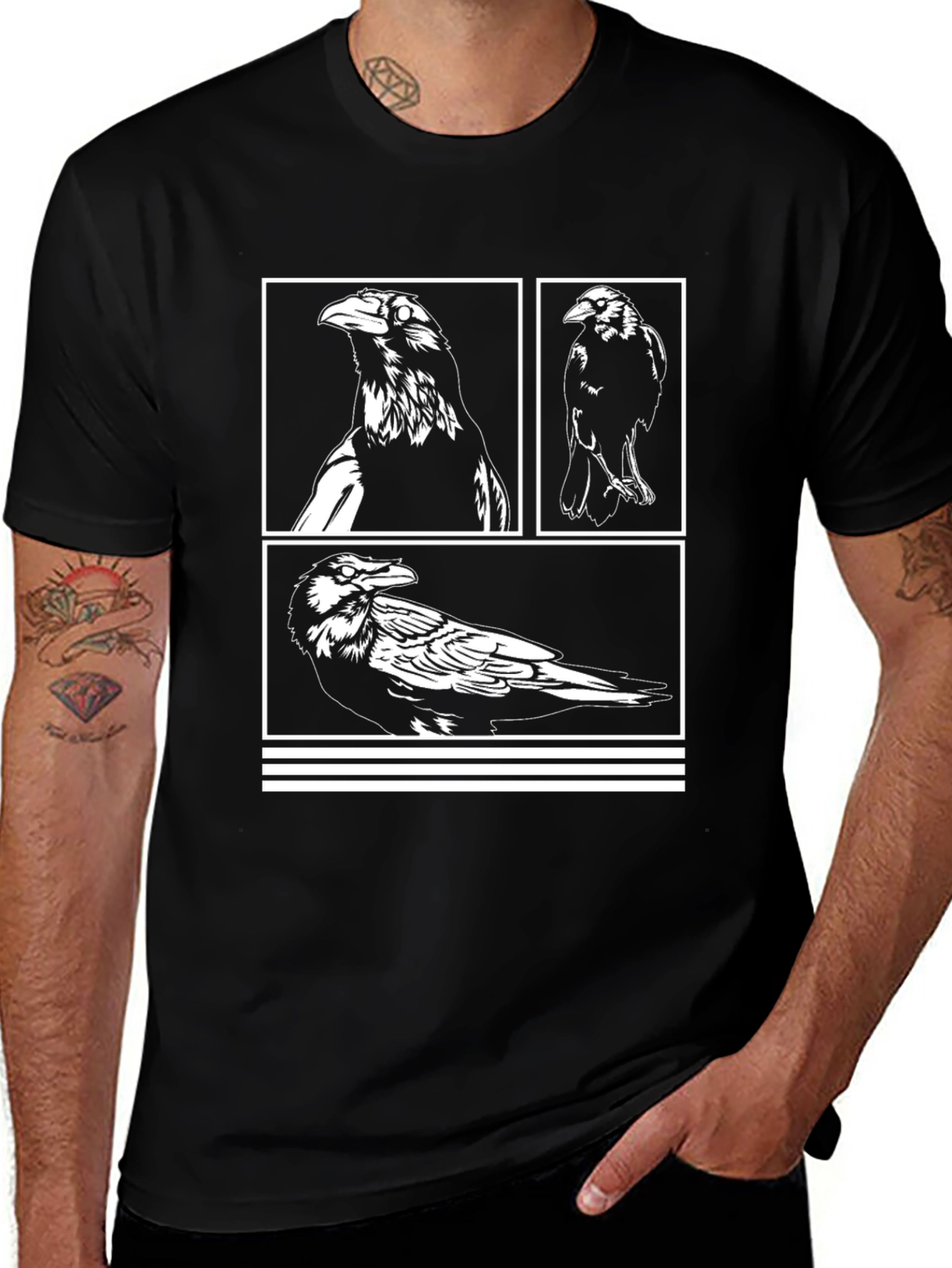 Variant 30 of Raven Graphic Tee - Unique Bird Art Shirt