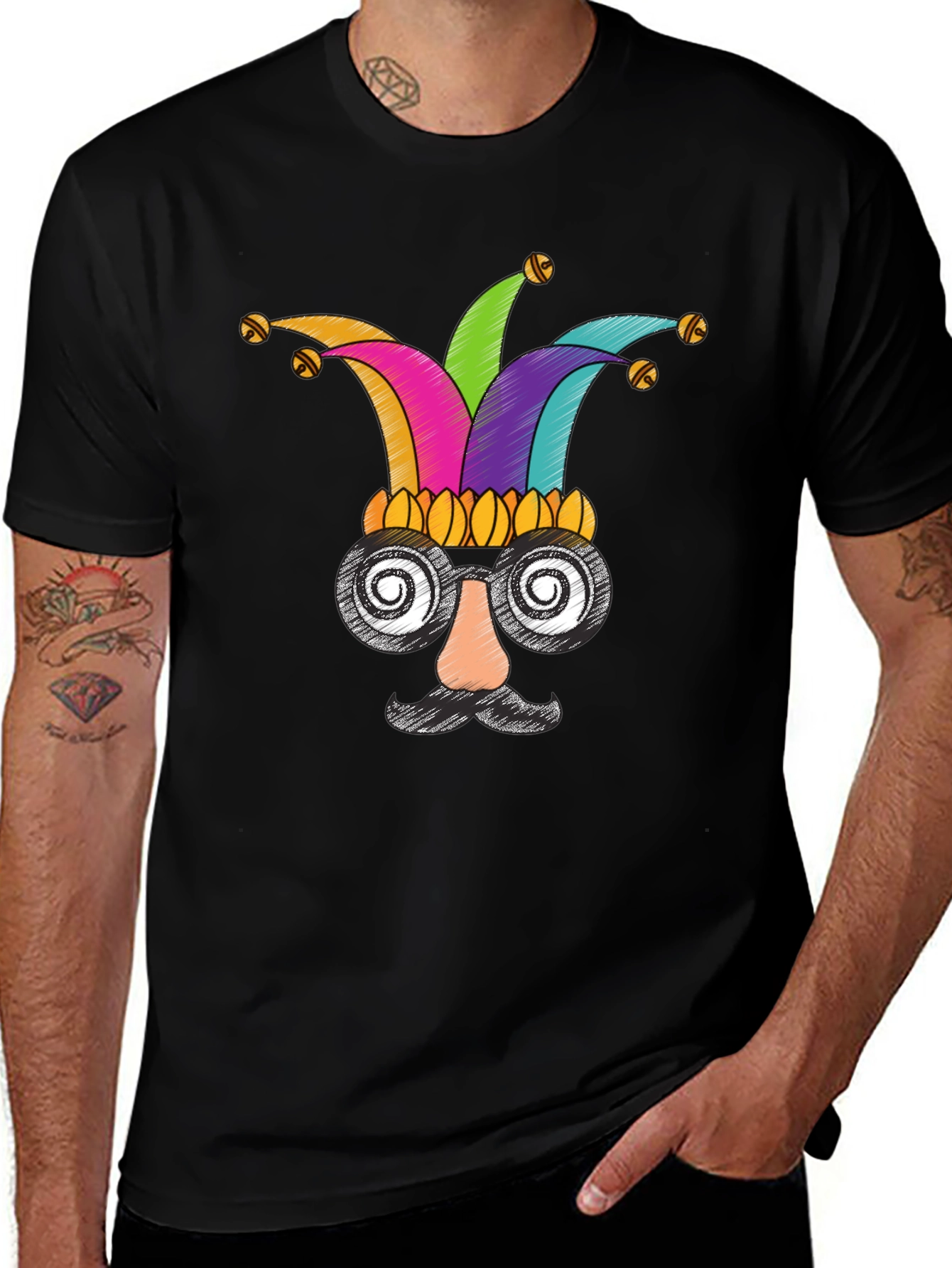 Variant 20 of Funny Jester Face Black T-Shirt