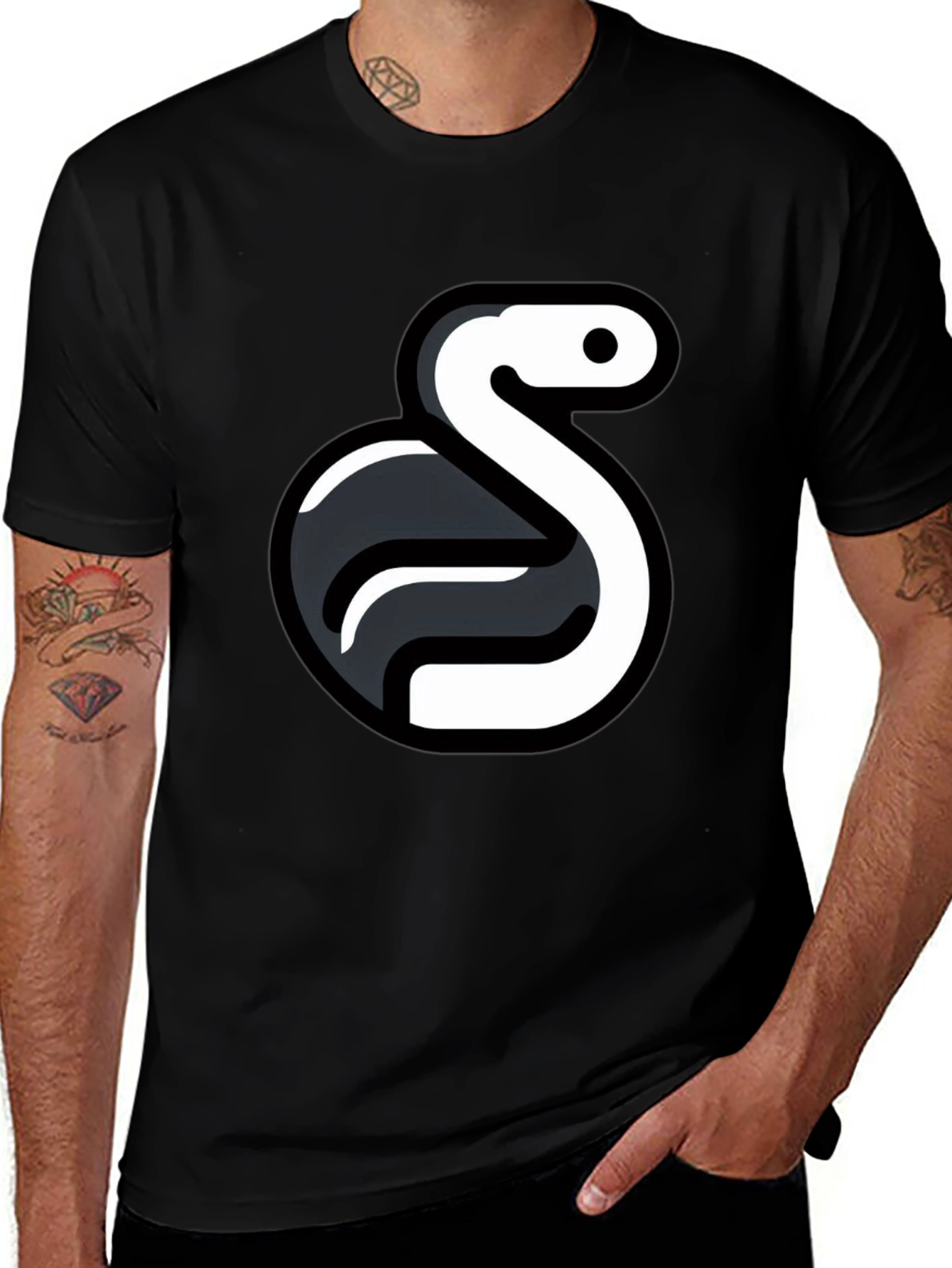 Python Logo Graphic Tee - Black Cotton Blend