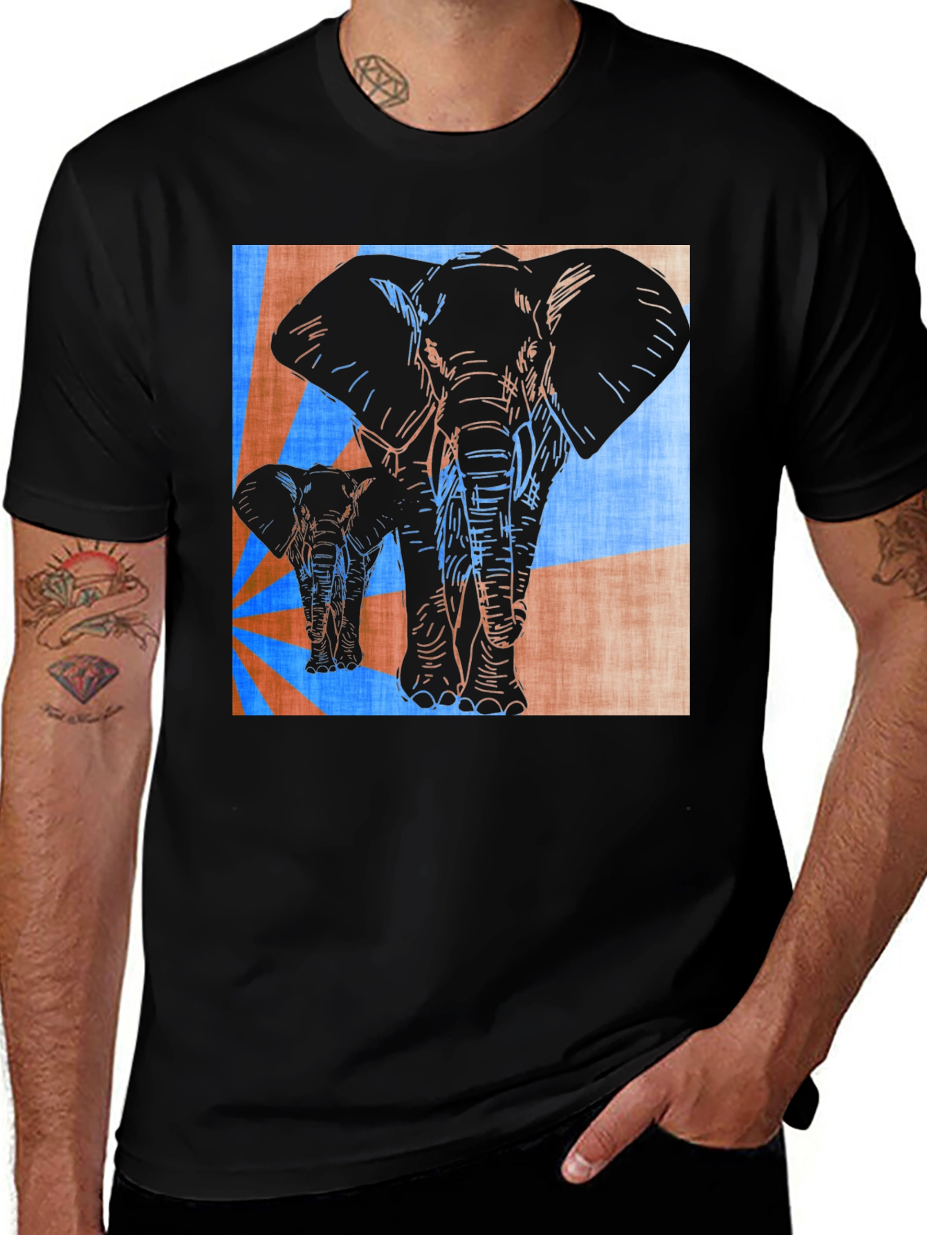 Variant 28 of Elephant Print Graphic Tee - Stylish Men's Casual Shirt