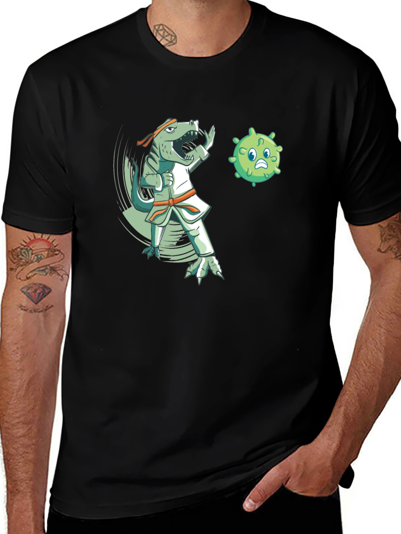 Variant 28 of Karate Dino vs. Virus T-Shirt