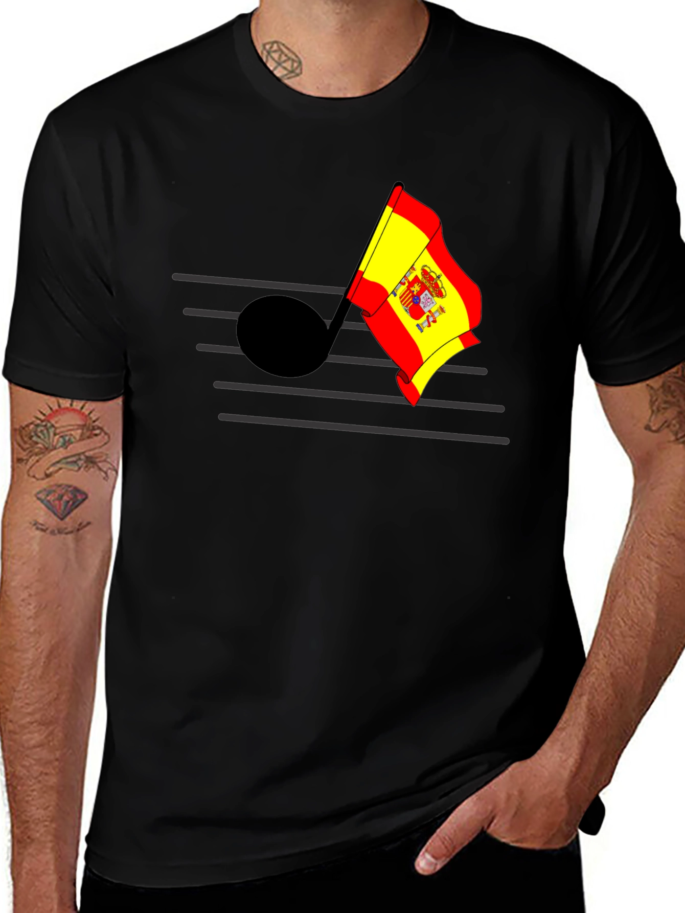 Variant 14 of Musical Spain Flag Graphic T-Shirt