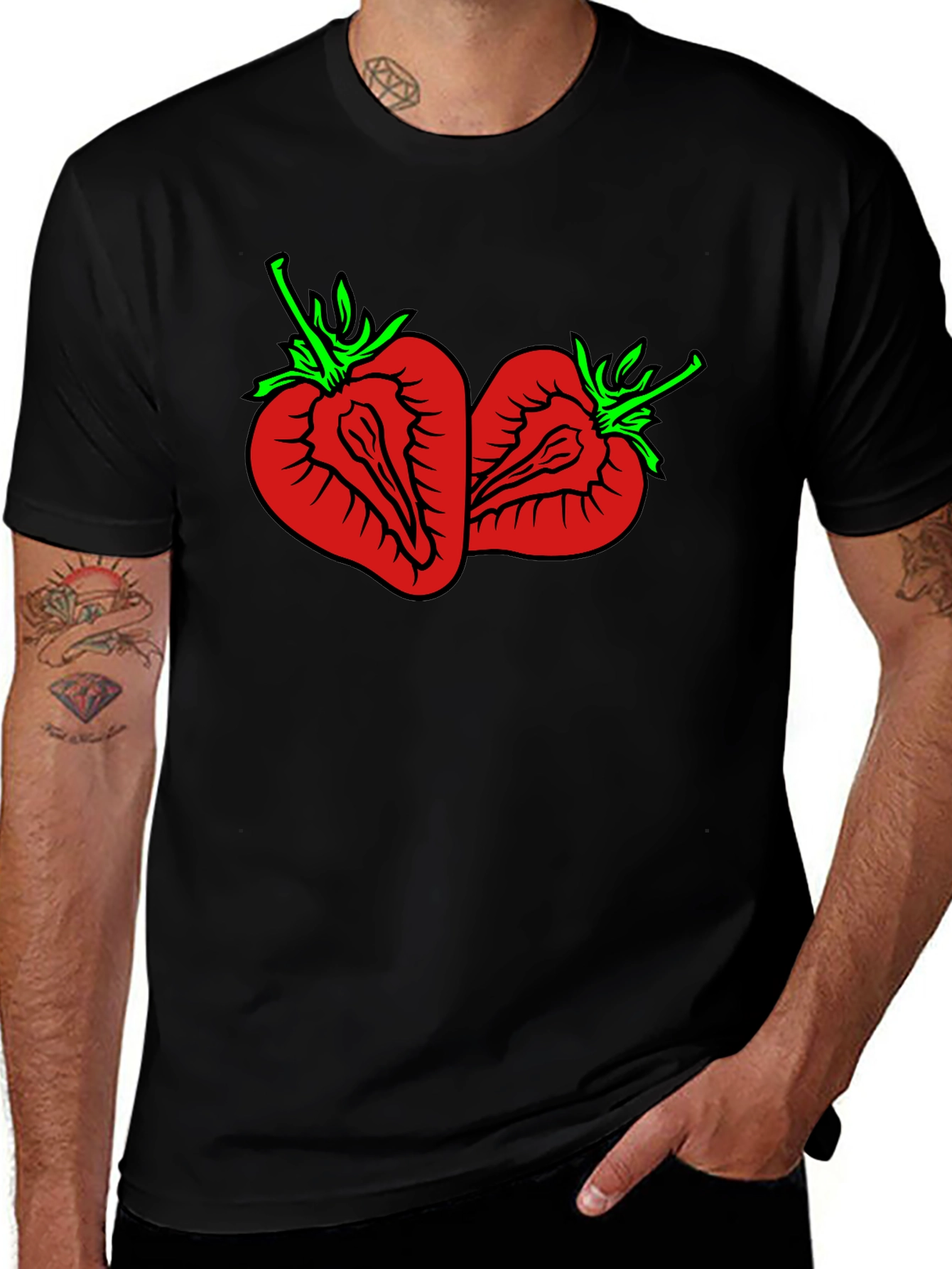Variant 3 of Strawberry Graphic Tee - Unisex Black T-Shirt