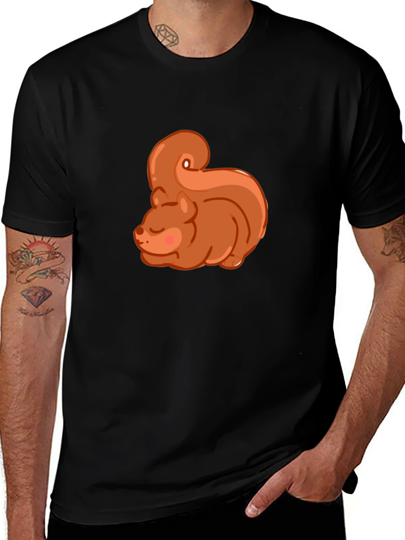 Variant 8 of Cute Squirrel Graphic Tee - Soft Black Cotton Shirt