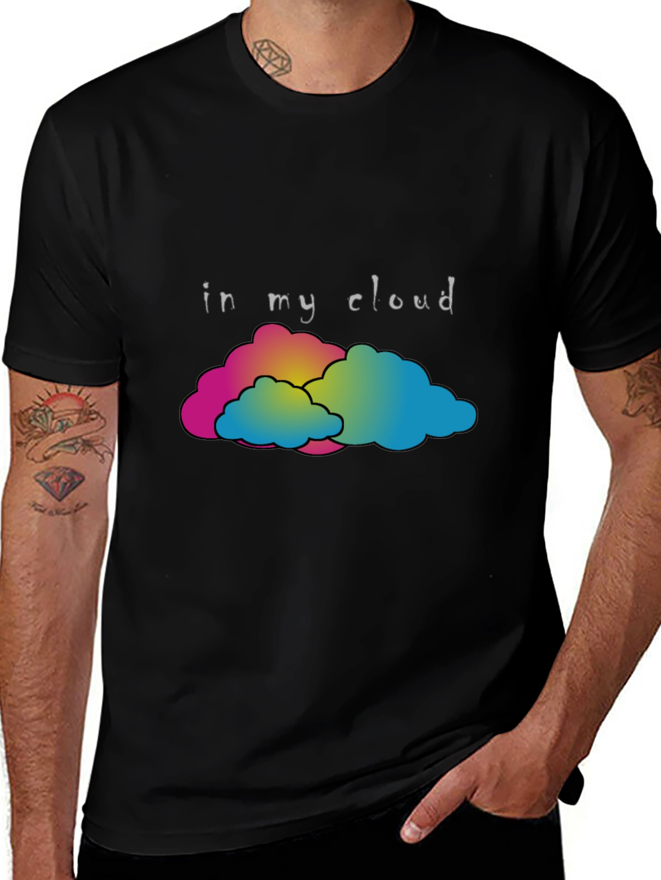 Variant 18 of In My Cloud Black Graphic Tee - Cotton Blend Comfort