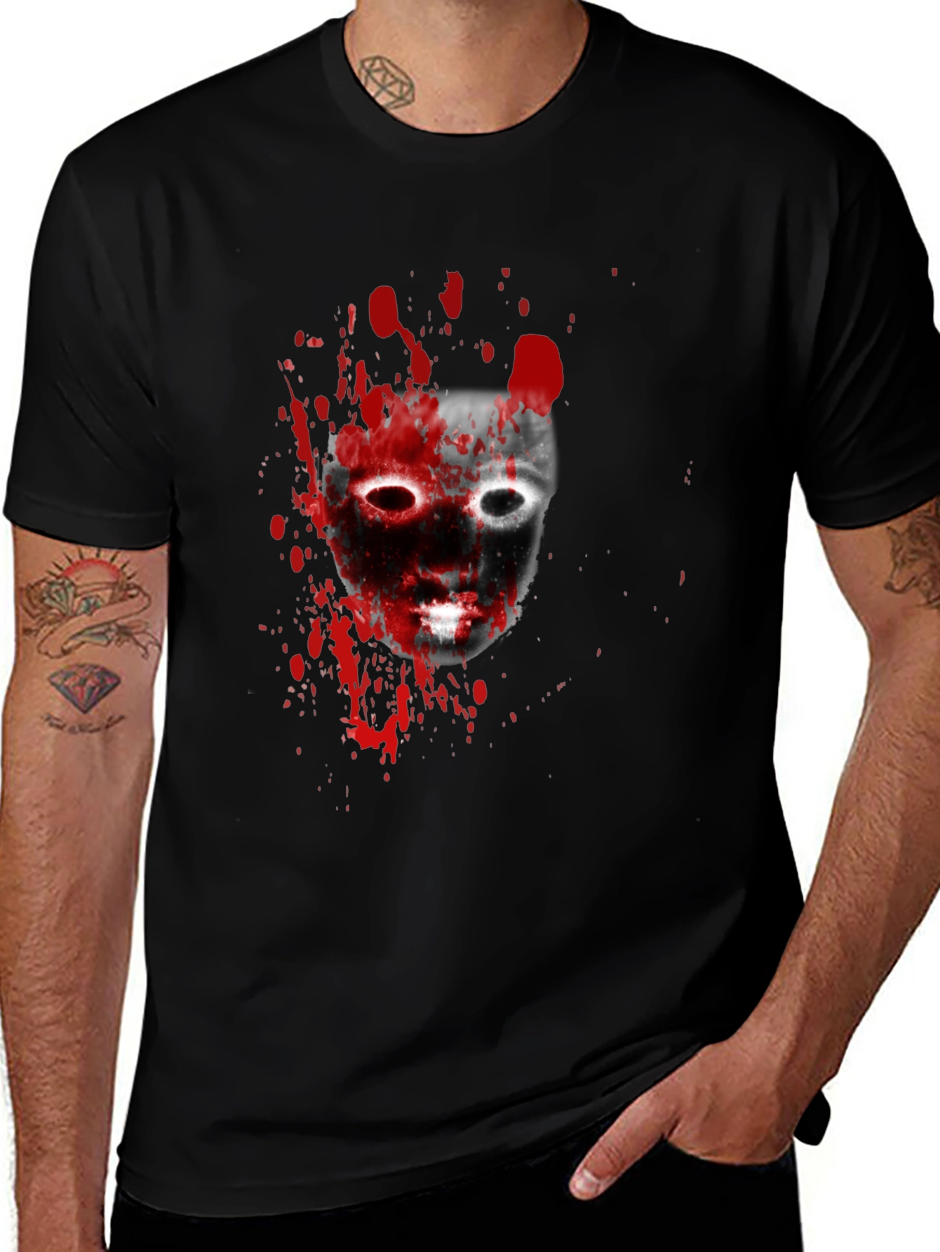 Variant 30 of Bloody Mask Graphic Tee - Horrorcore Style