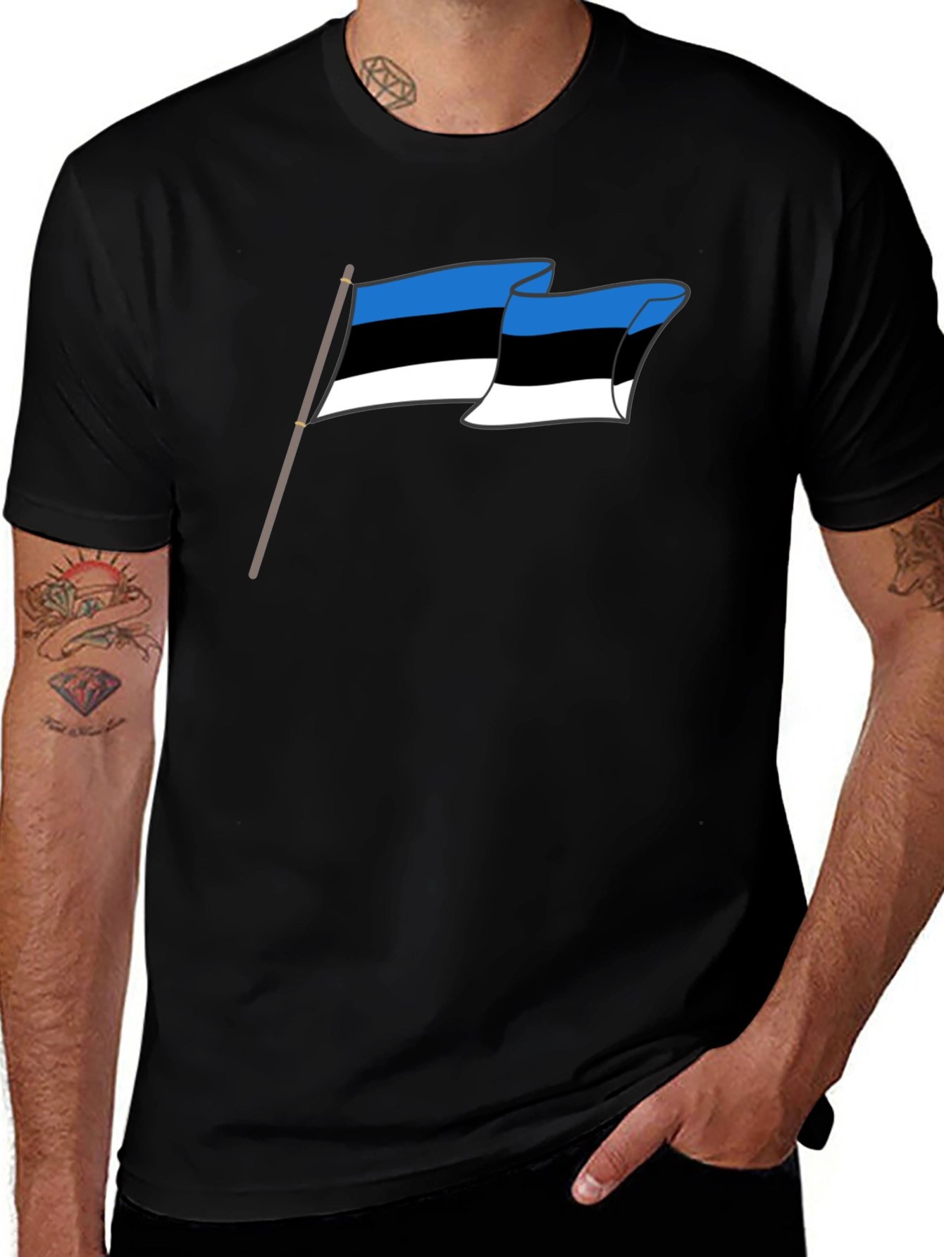 Estonian Flag Graphic Tee - Black