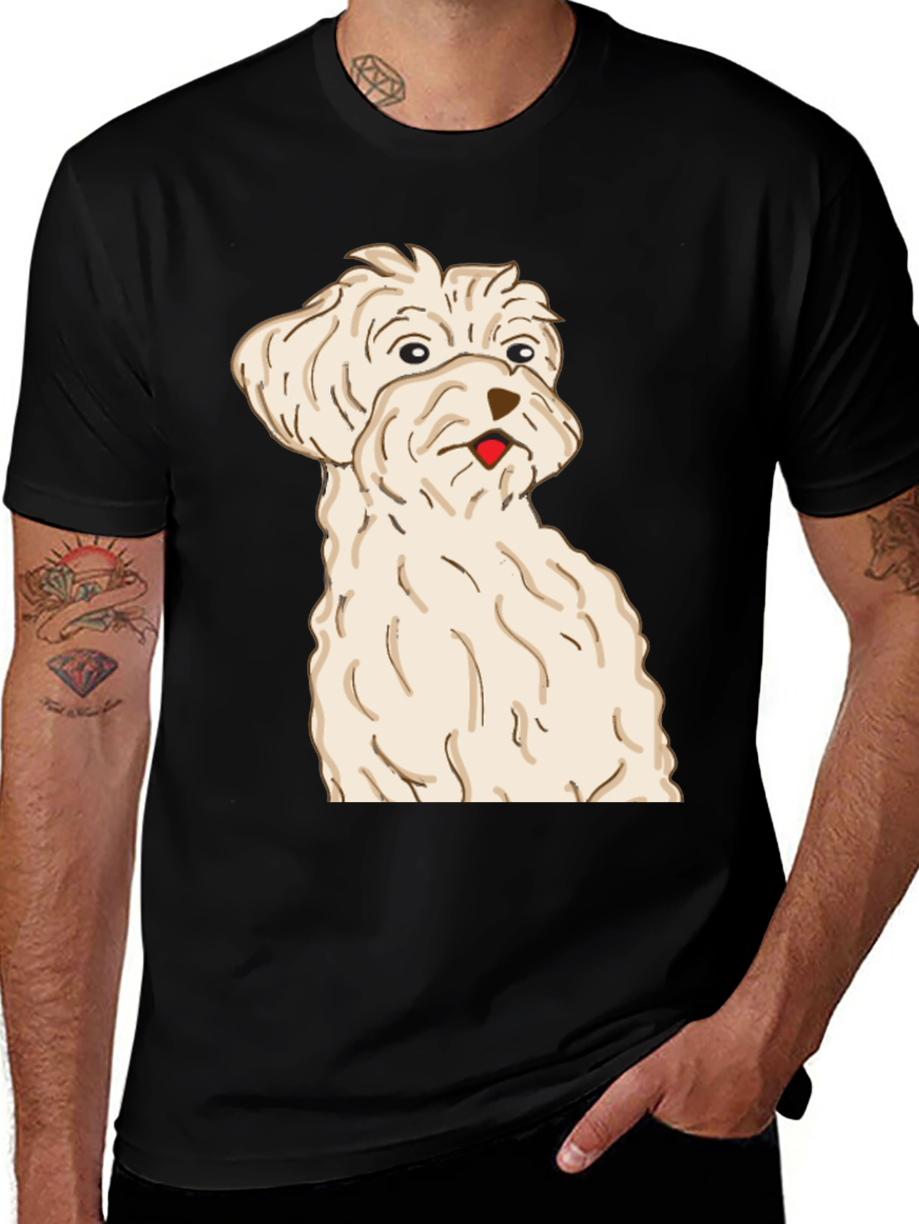 Variant 18 of Cute Dog Graphic Black T-Shirt