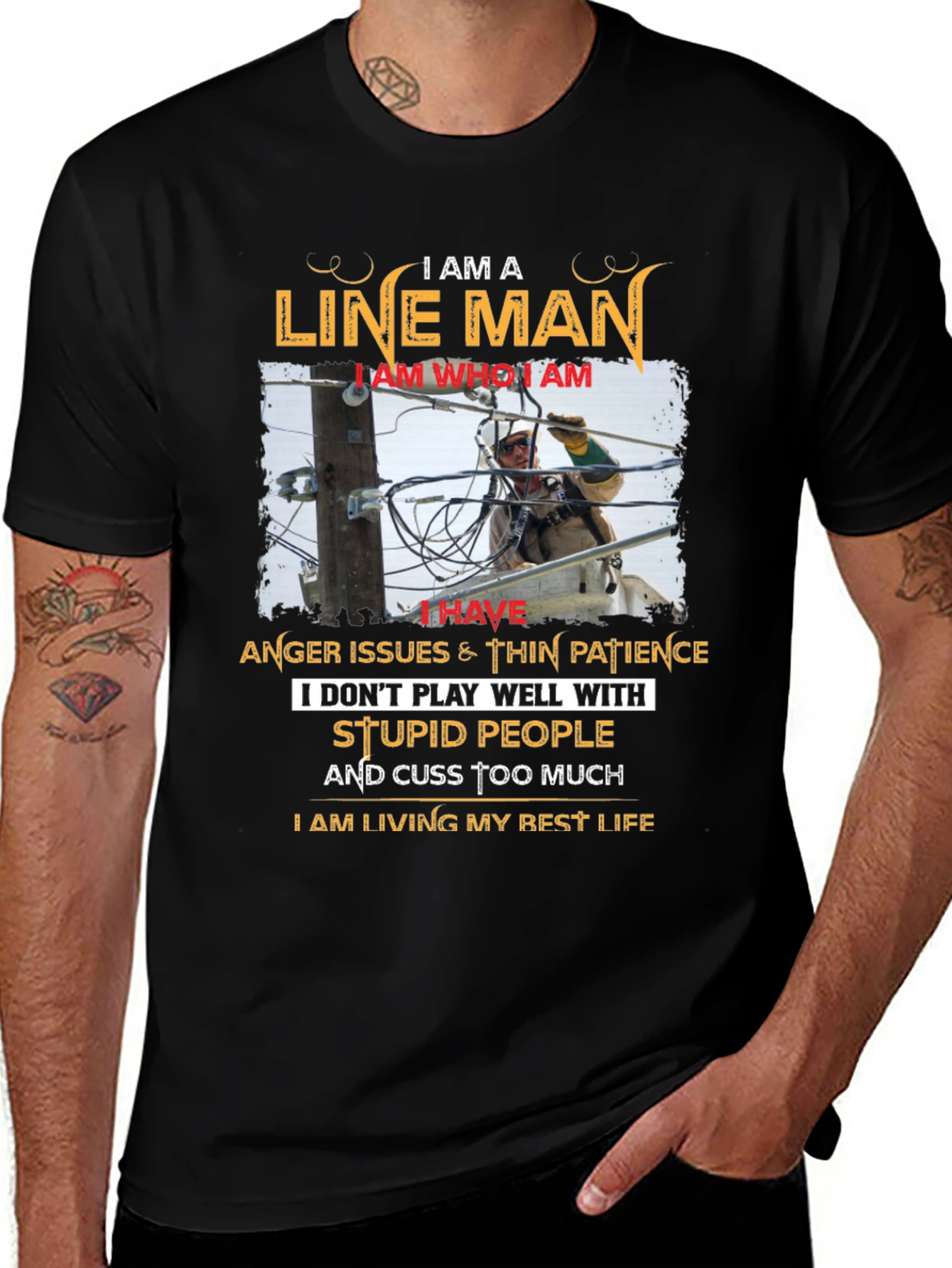 Line Man T-Shirt: I AM A Line Man Graphic Tee
