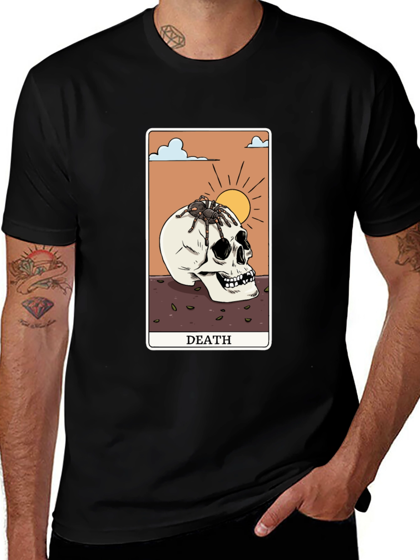Variant 10 of Death Tarot Card Graphic Tee - Skull & Spider