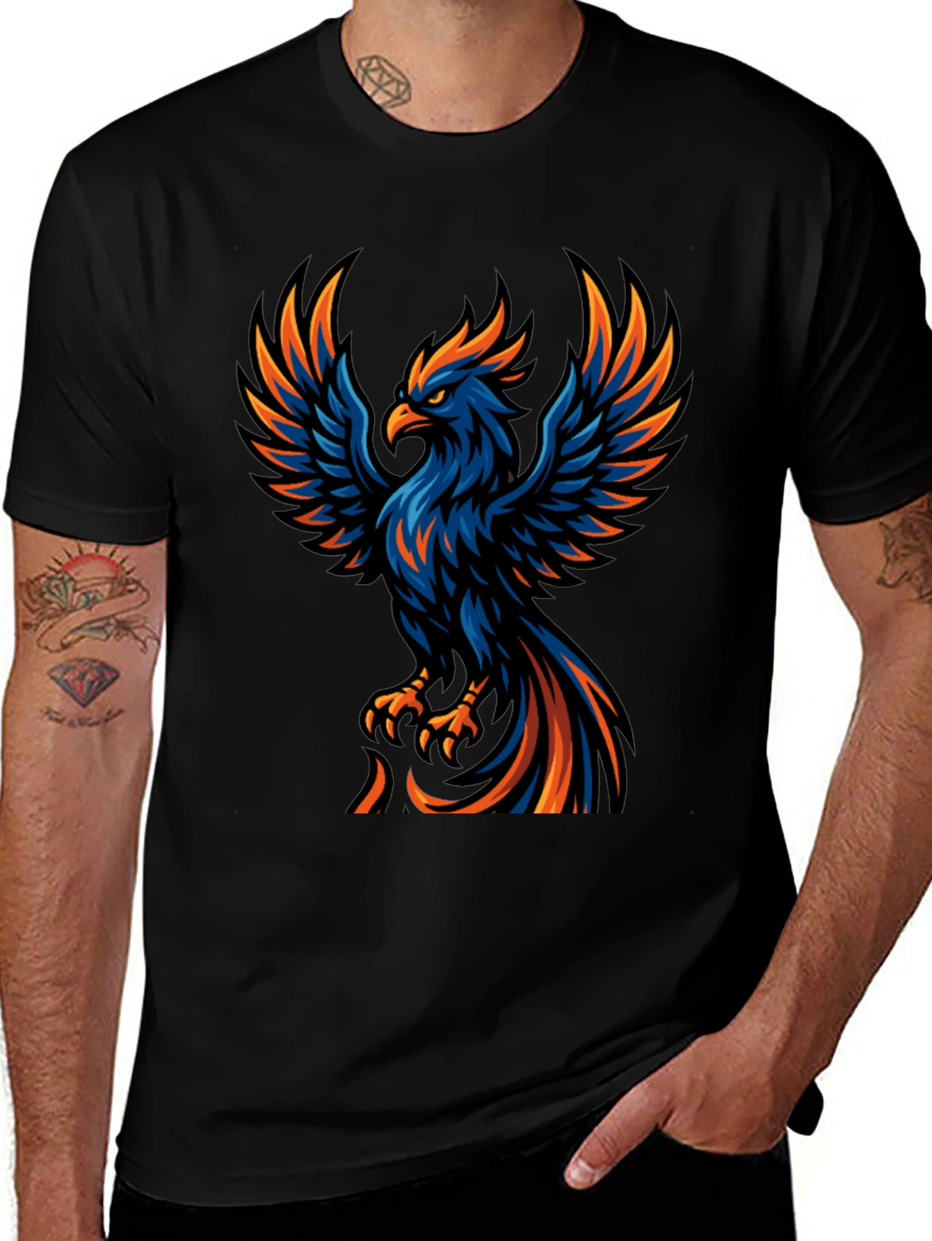 Variant 8 of Phoenix Graphic Tee - Black Cotton Blend