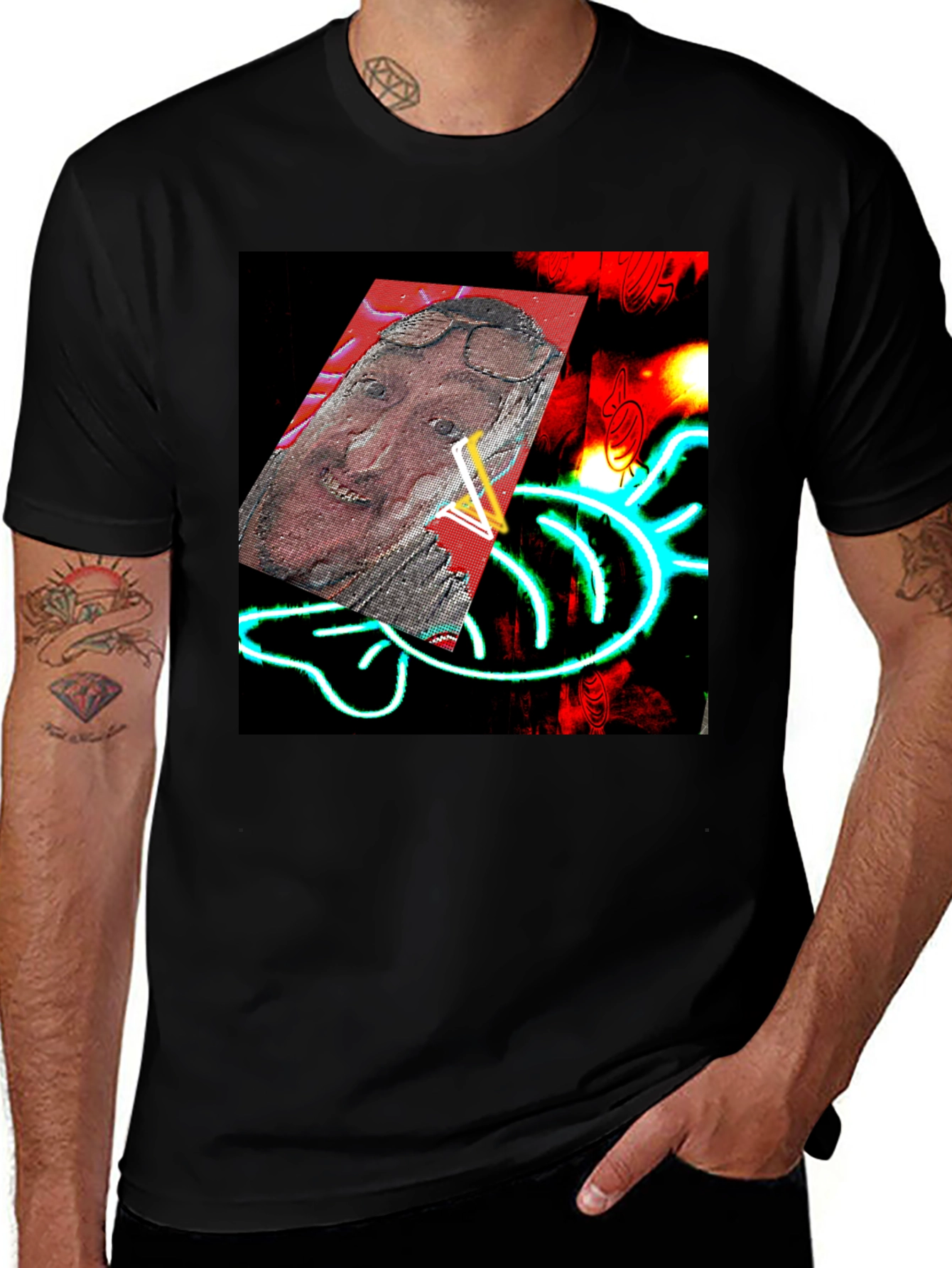 Variant 20 of Abstract Graphic Print Black T-Shirt
