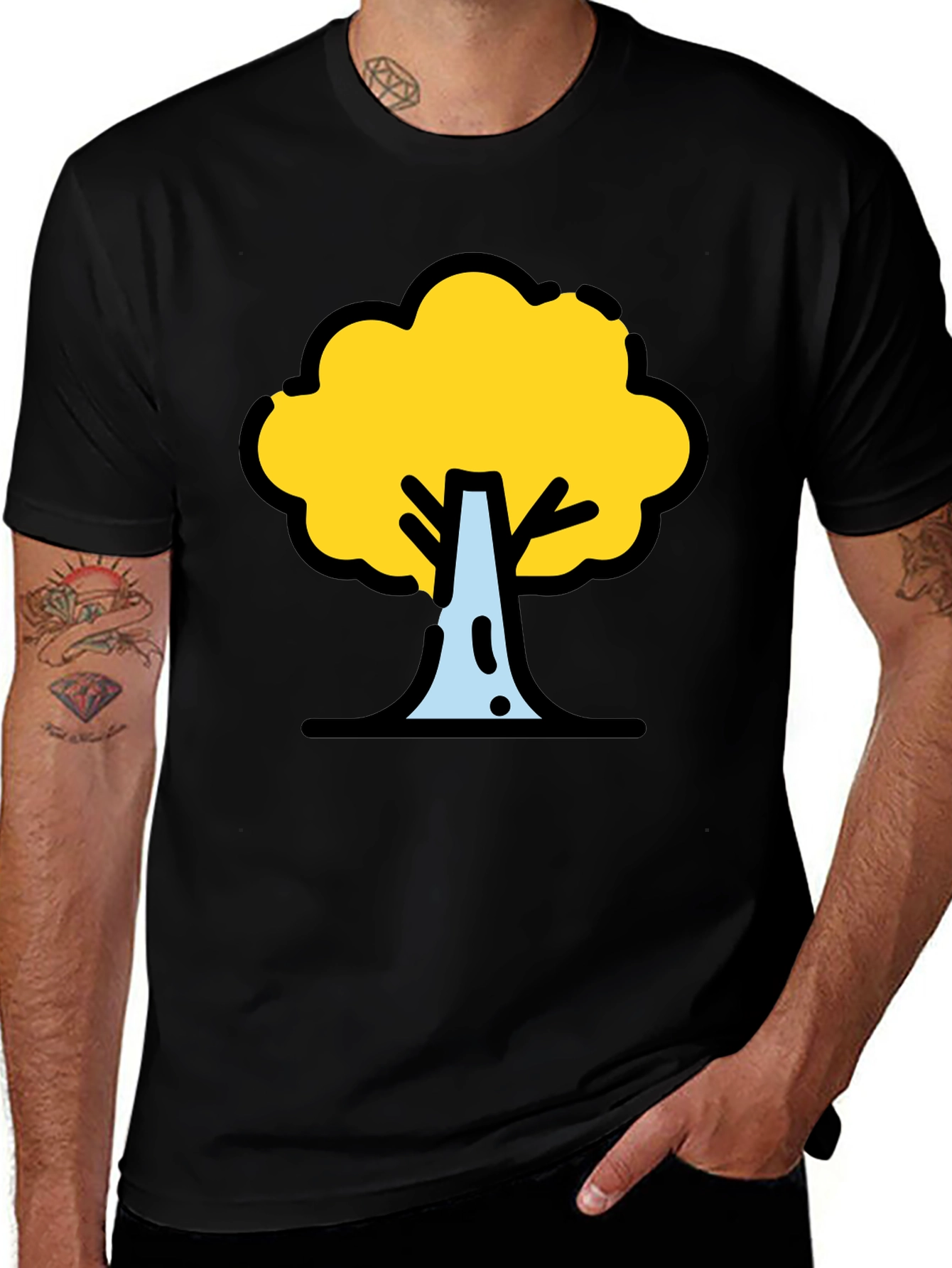 Variant 19 of Black T-Shirt with Yellow Tree Graphic