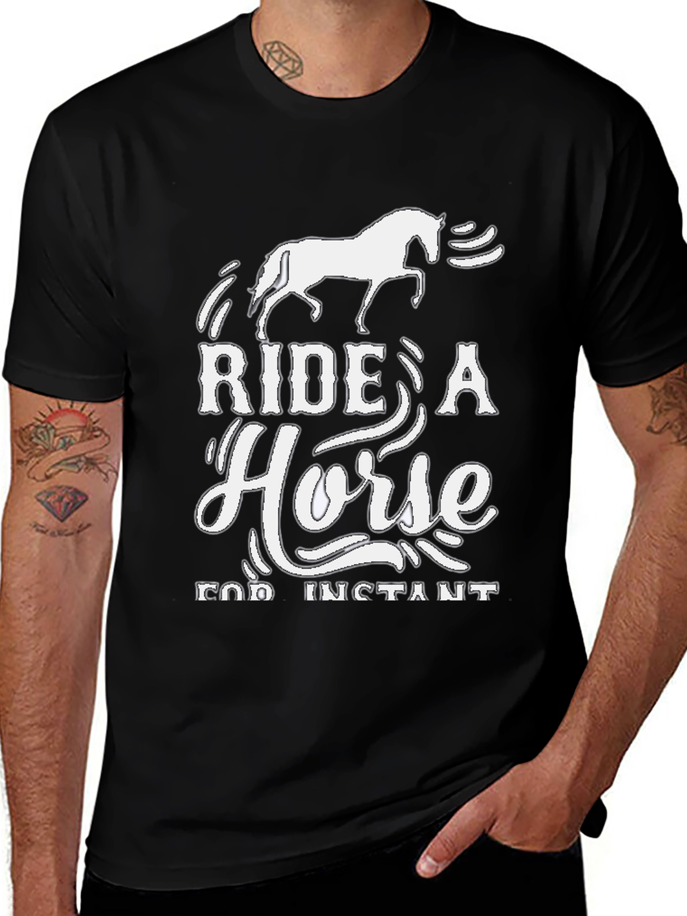 Variant 12 of Ride a Horse T-Shirt - Black Cotton Graphic Tee