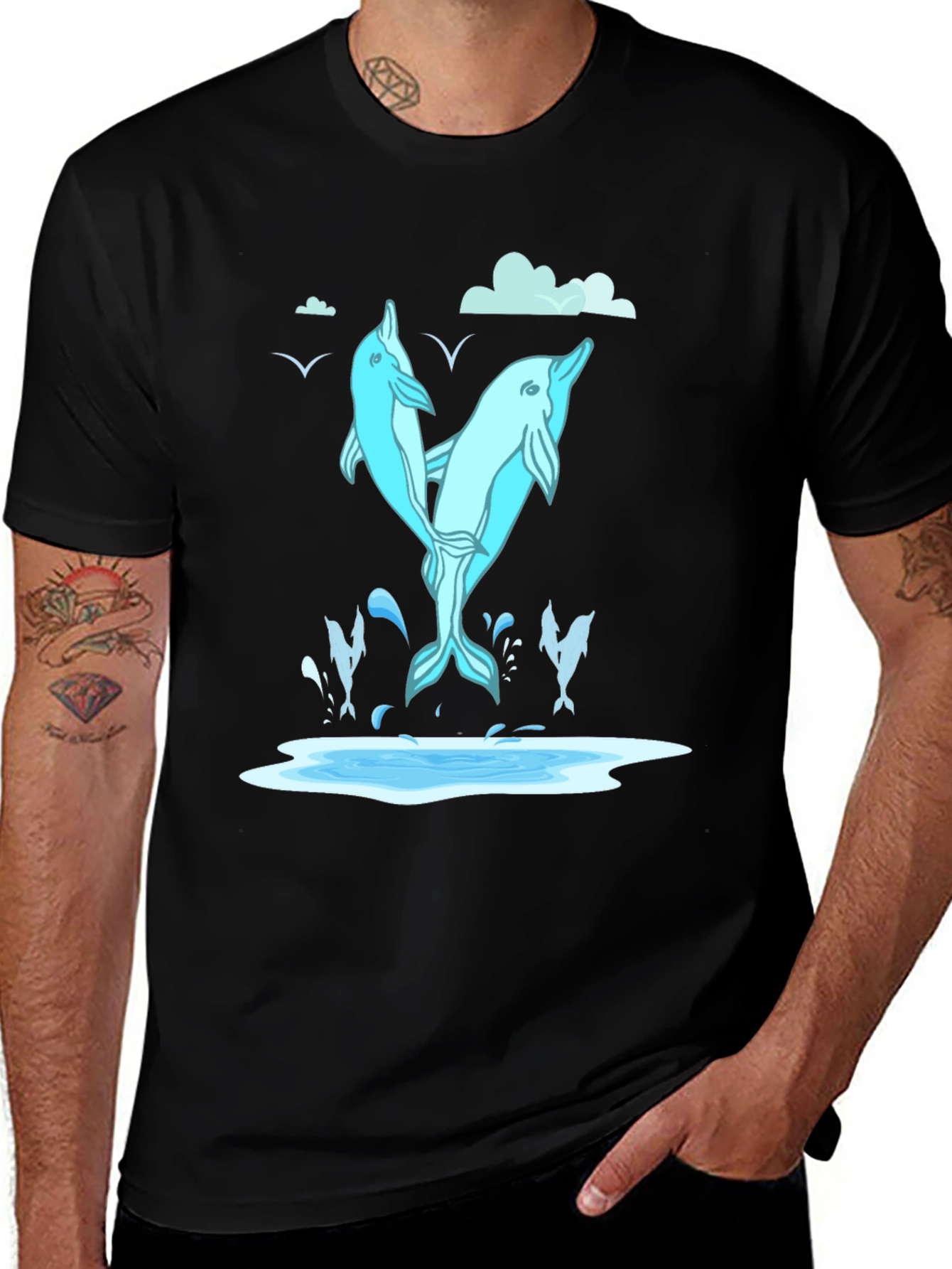 Variant 15 of Dolphin Duo Black T-Shirt - Ocean Lovers Tee