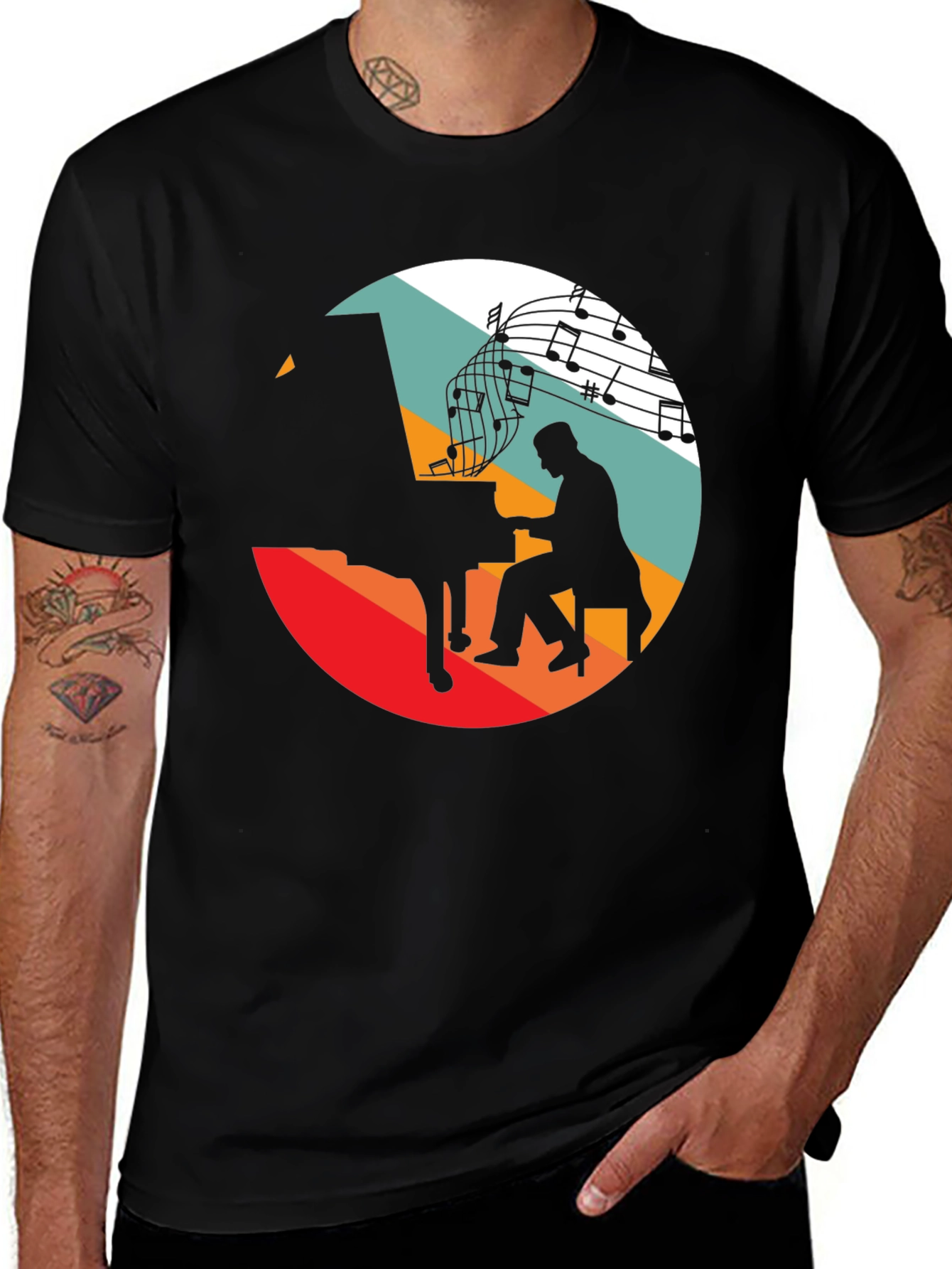 Variant 12 of Retro Music Piano Player T-Shirt