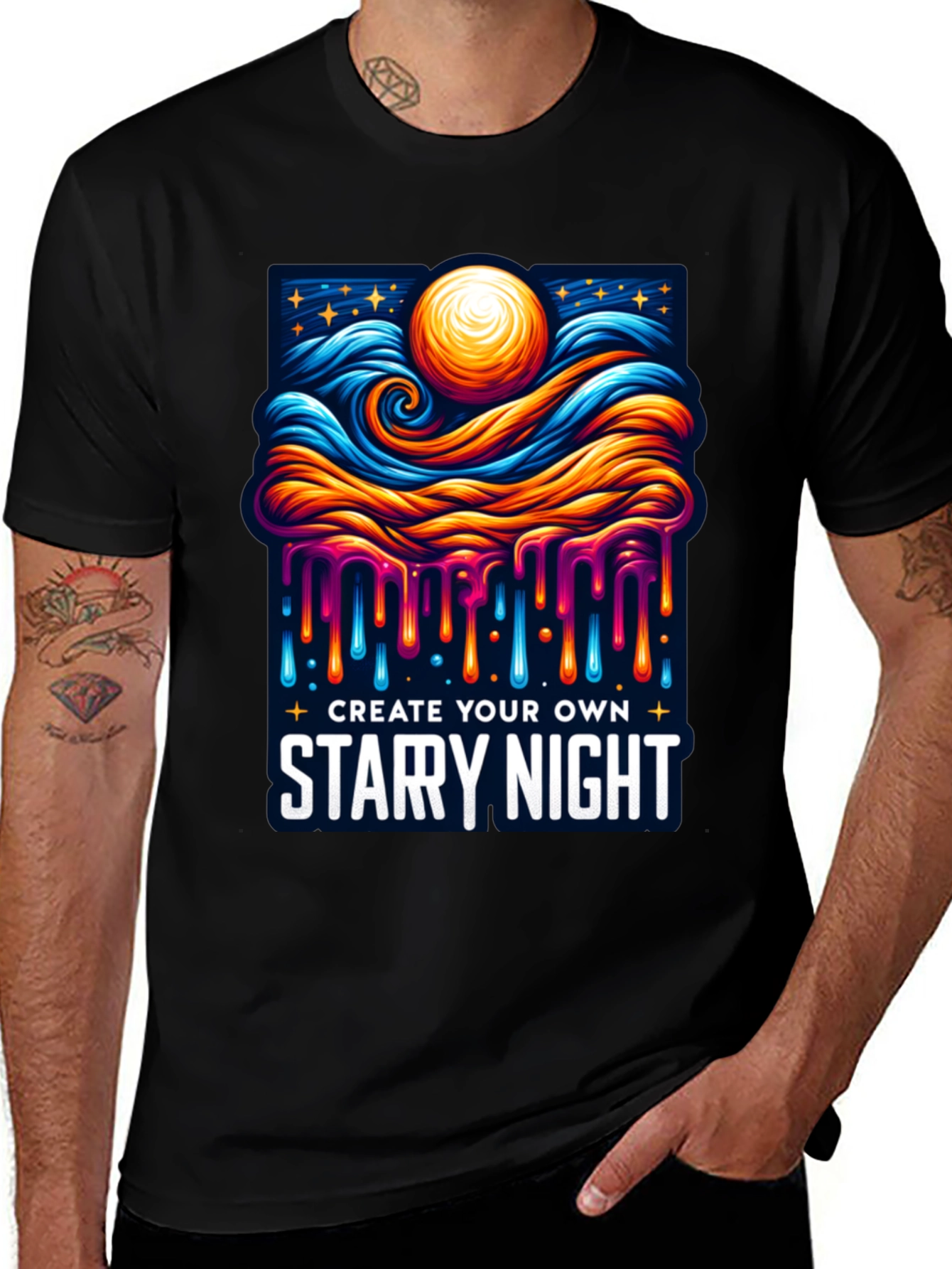 Variant 18 of Starry Night Graphic Tee - Art Inspired Design