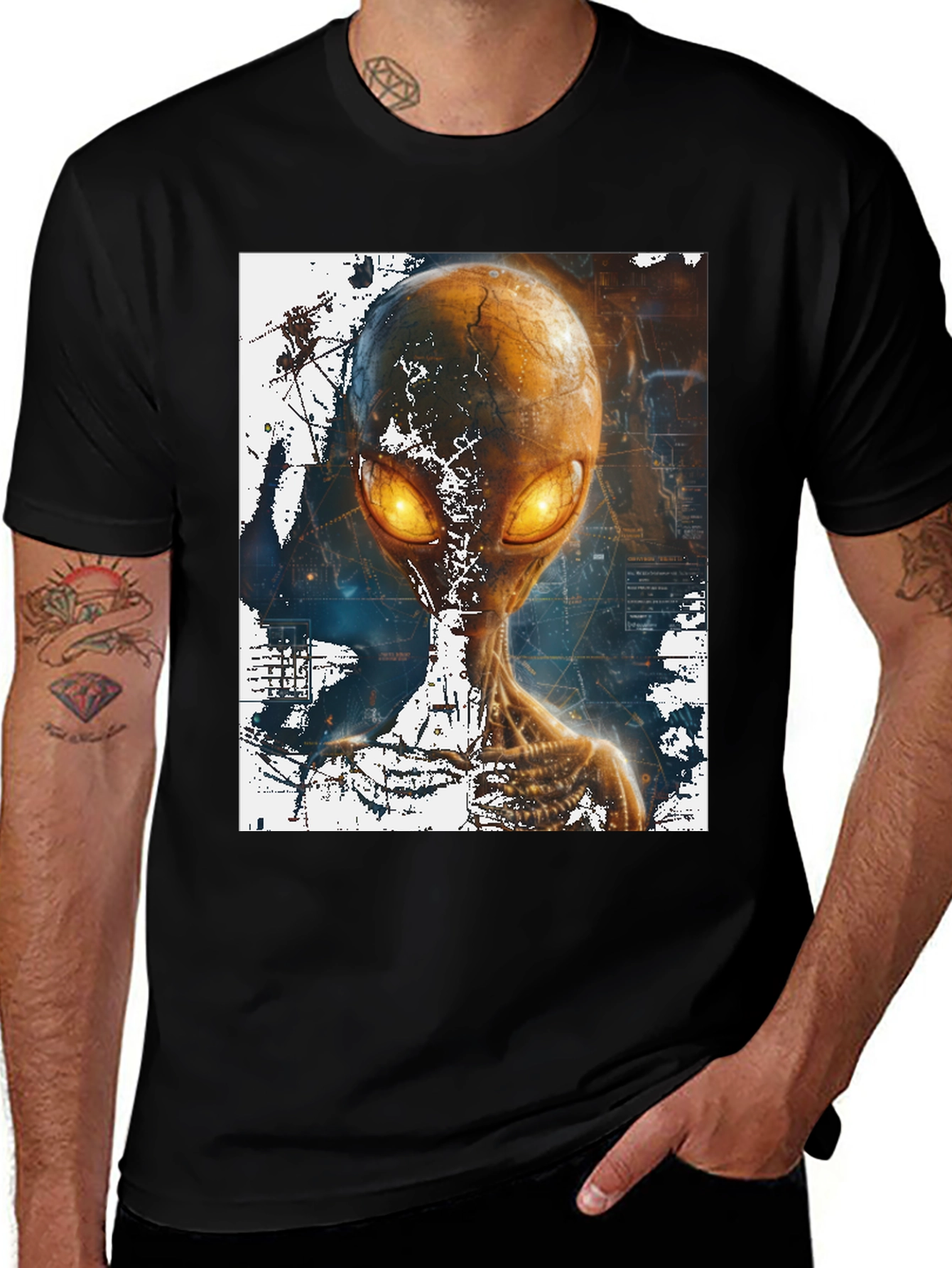 Variant 21 of Alien Graphic Tee - Sci-Fi Design Black T-Shirt