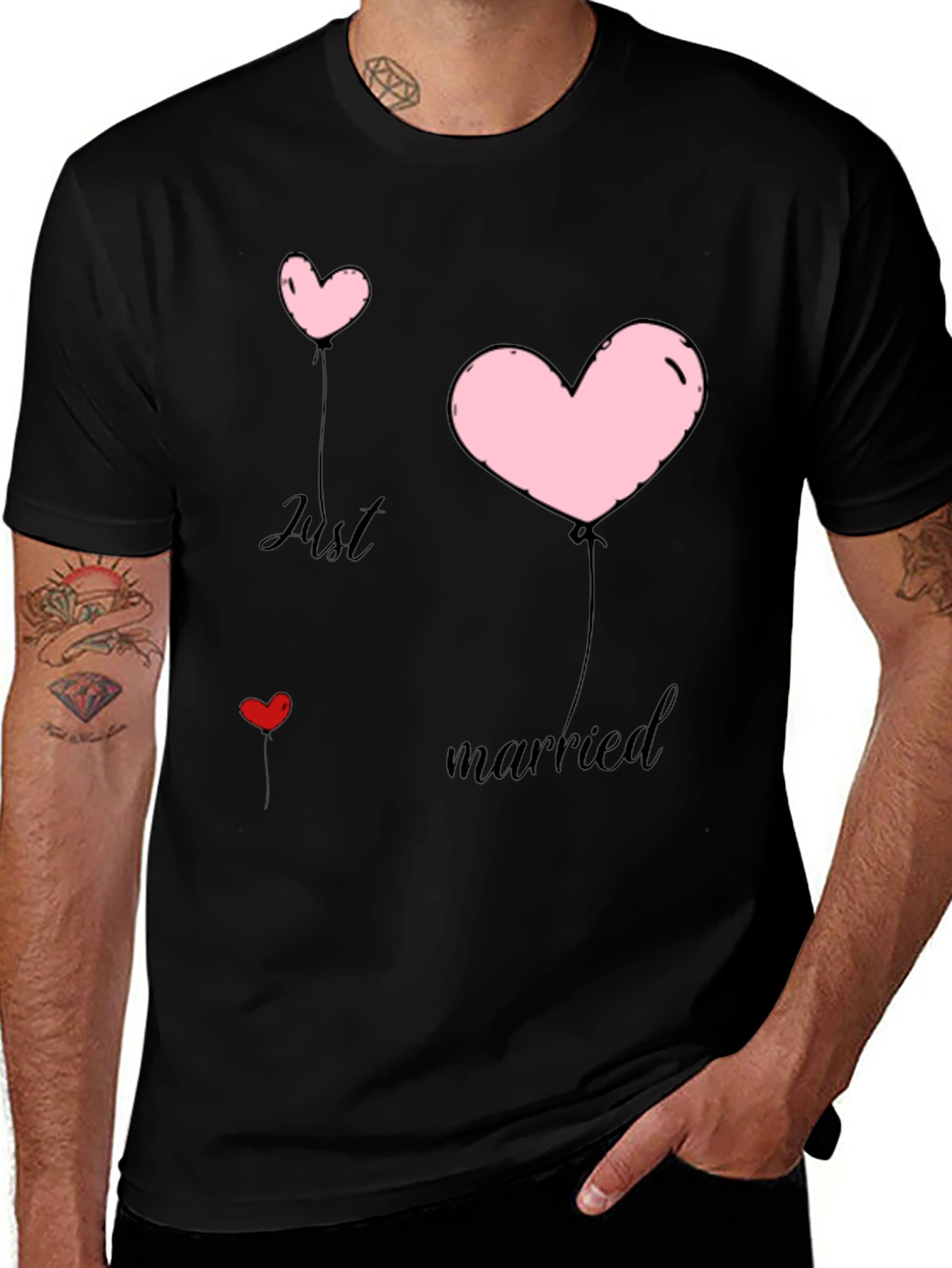 Variant 8 of Just Married Heart Balloons T-Shirt