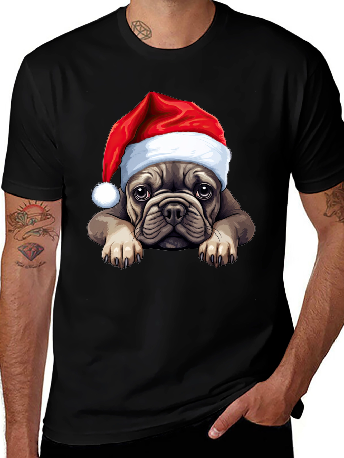 Festive Bulldog Christmas T-Shirt